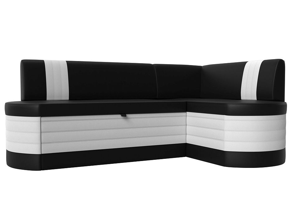 Кухонный угловой диван Токио правый угол (черный\белый)