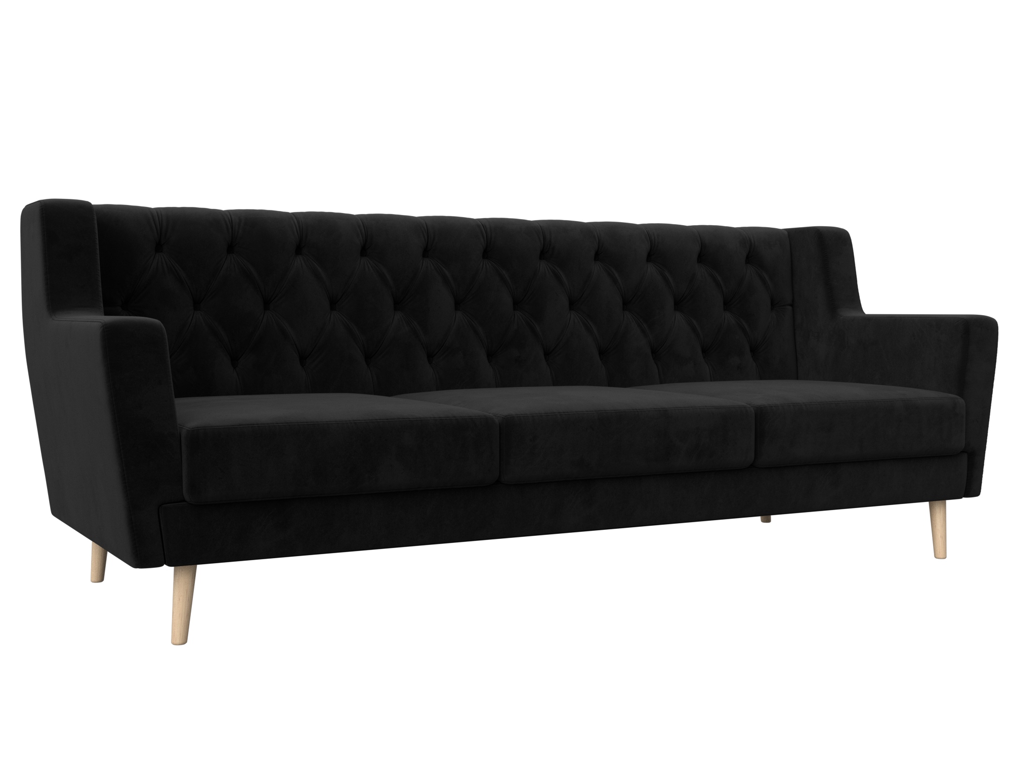 Диван кухонный прямой Брайтон 3 Люкс (seven 35 черный)