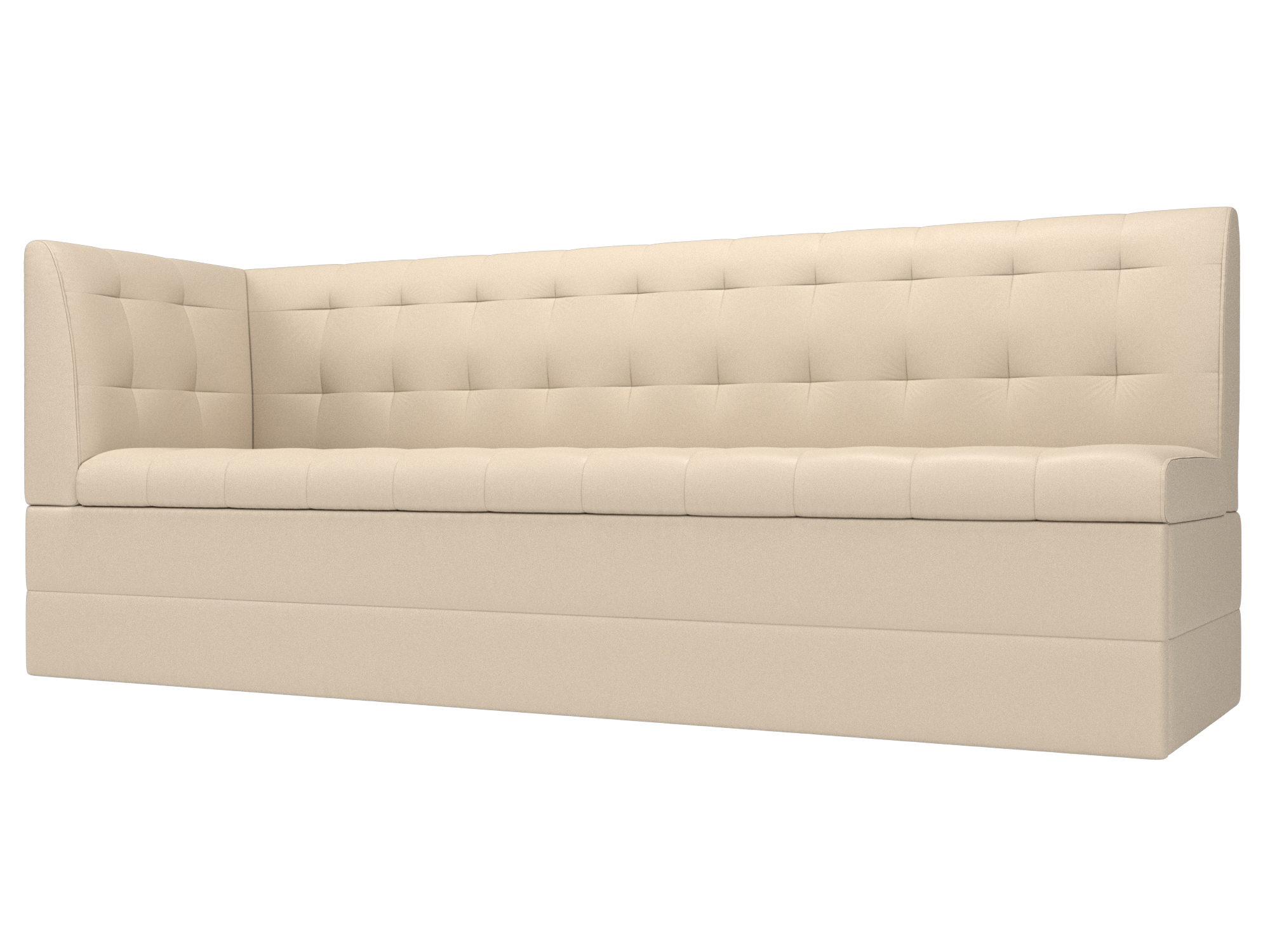 Диван кухонный прямой Бриз с углом слева (бежевый)