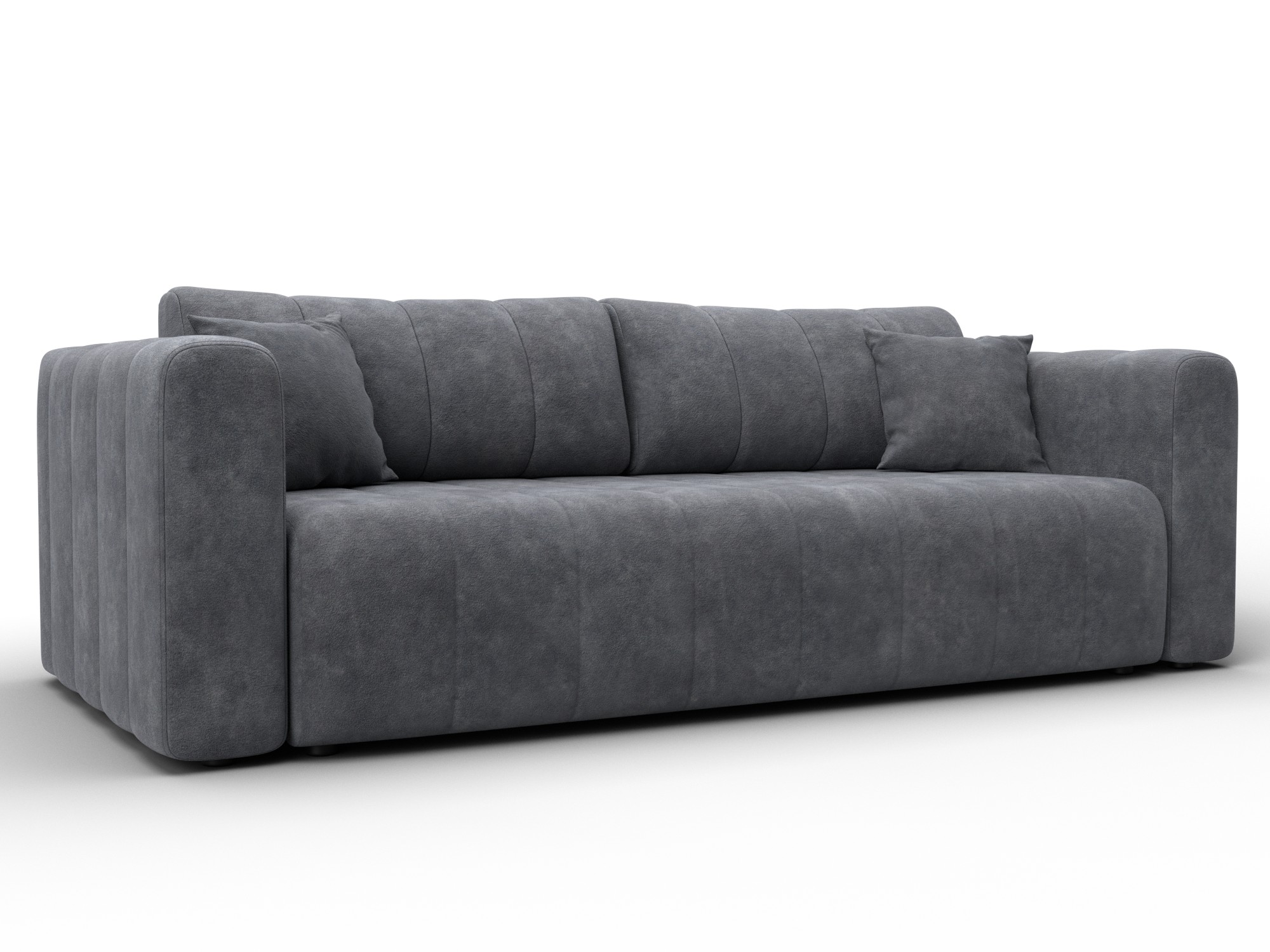 Диван прямой Лига-062 НПБ (велюр brut 16 темно-серый)