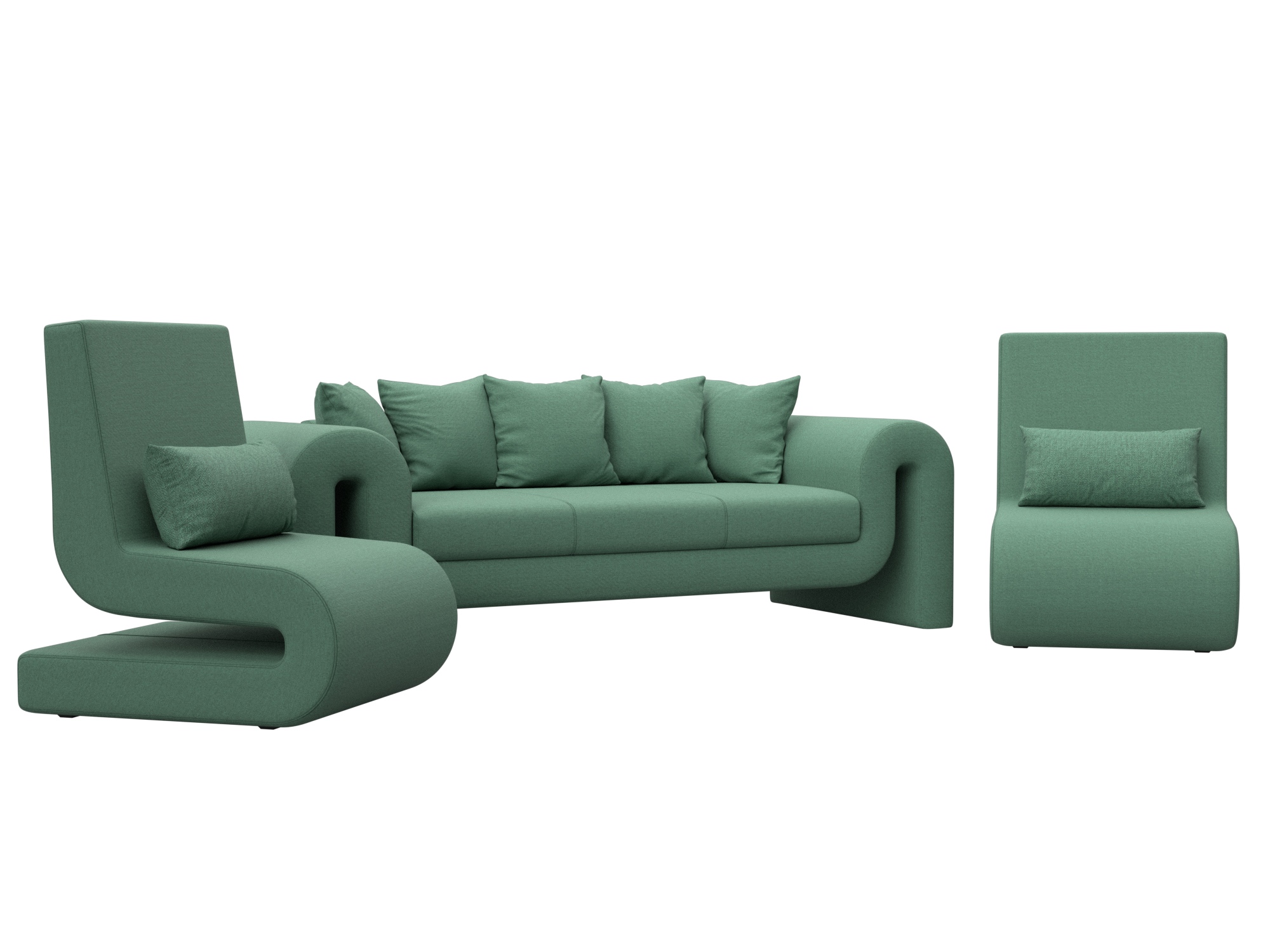 Набор Волна-1 (диван, 2 кресла) (амур 11 зеленый)