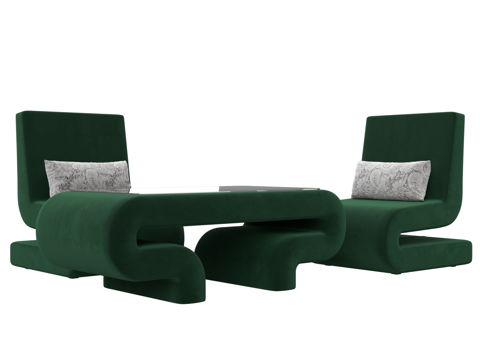 Набор Волна-3 (стол, 2 кресла) (seven 626 зеленый;seven 17 серый)