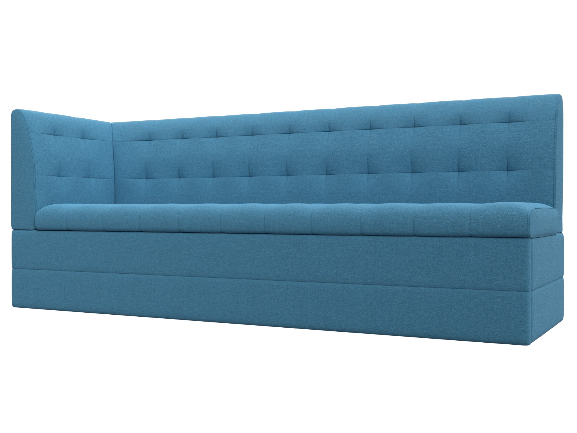 Диван кухонный прямой Бриз с углом слева (амур 10 голубой)