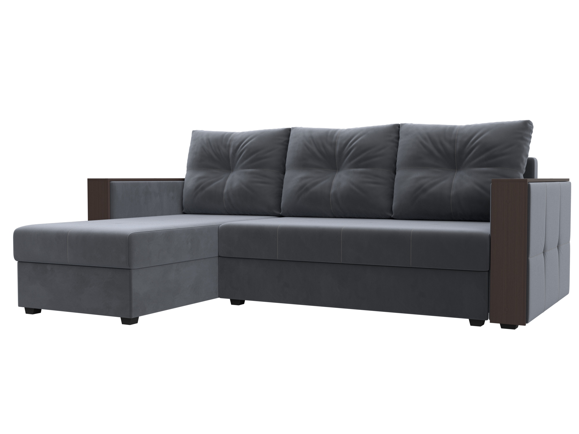 Диван угловой Валенсия Лайт левый угол (seven 17 серый)