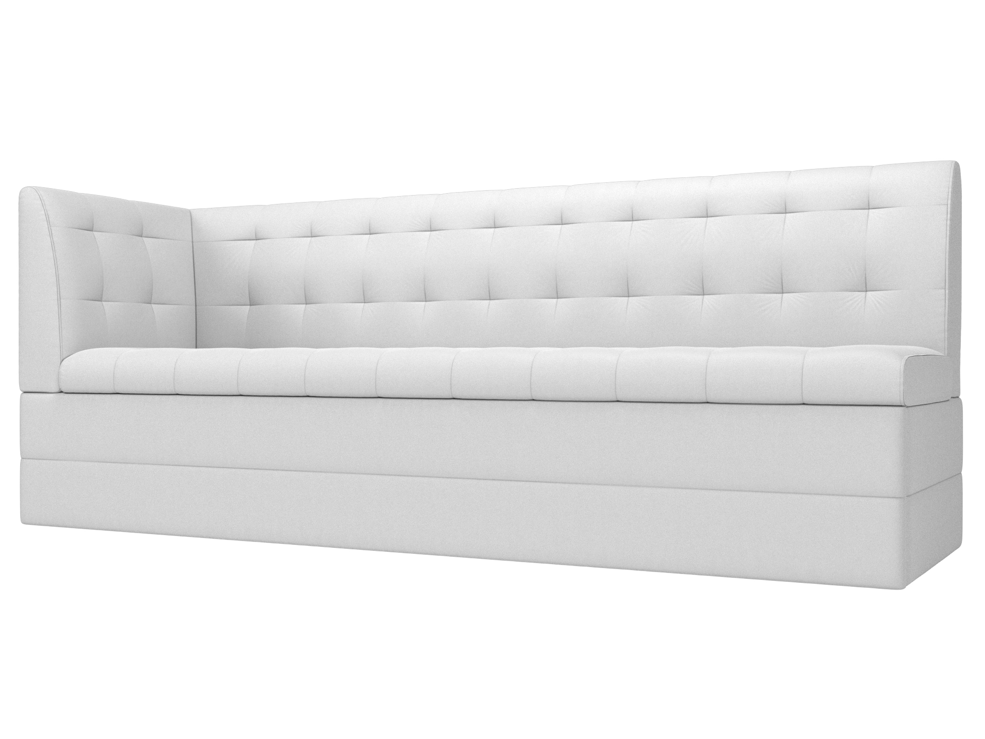 Диван кухонный прямой Бриз с углом слева (белый)