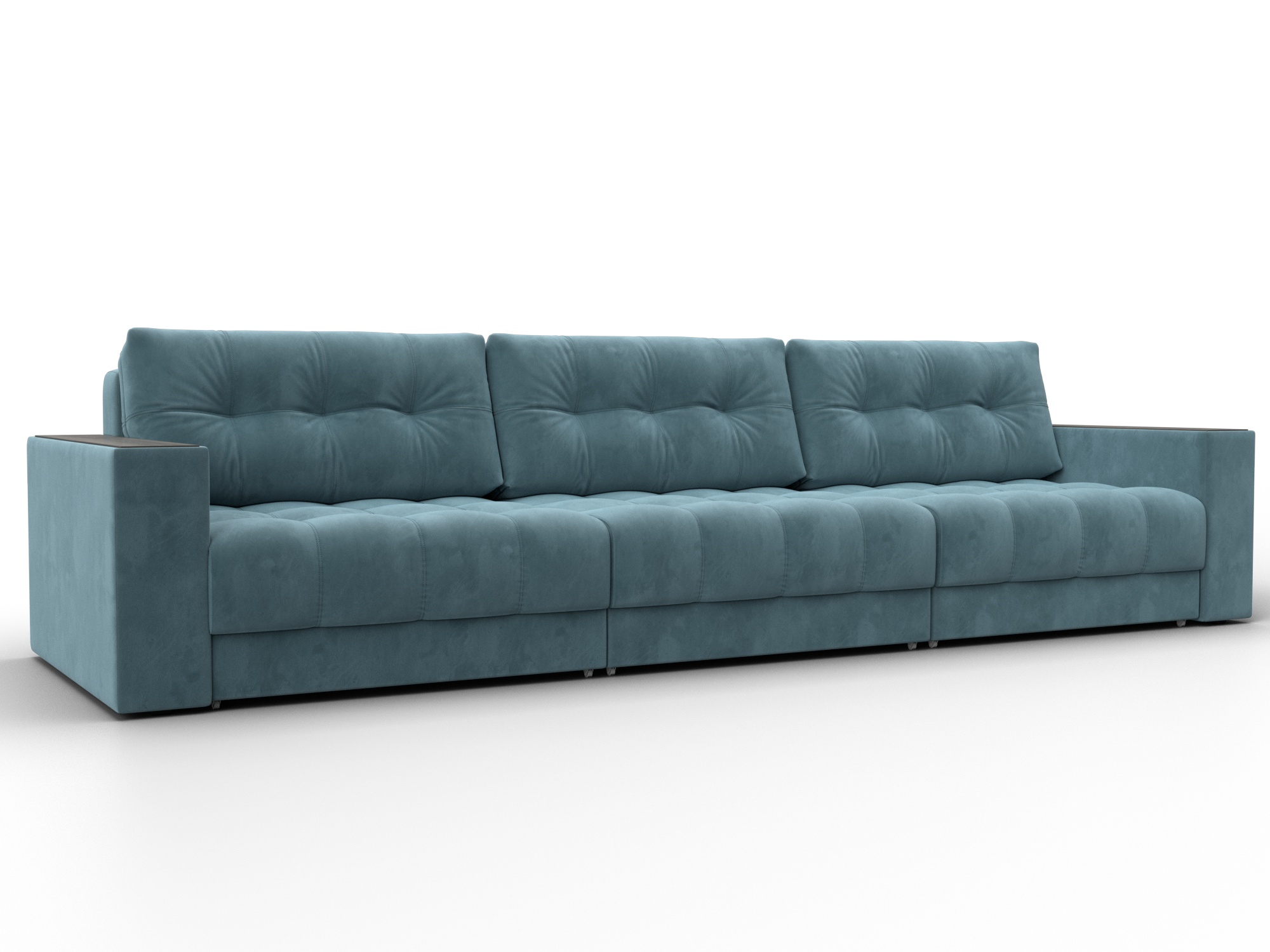 Диван прямой с декором Лига-049 НПБ Лонг (seven 113 бирюзовый)