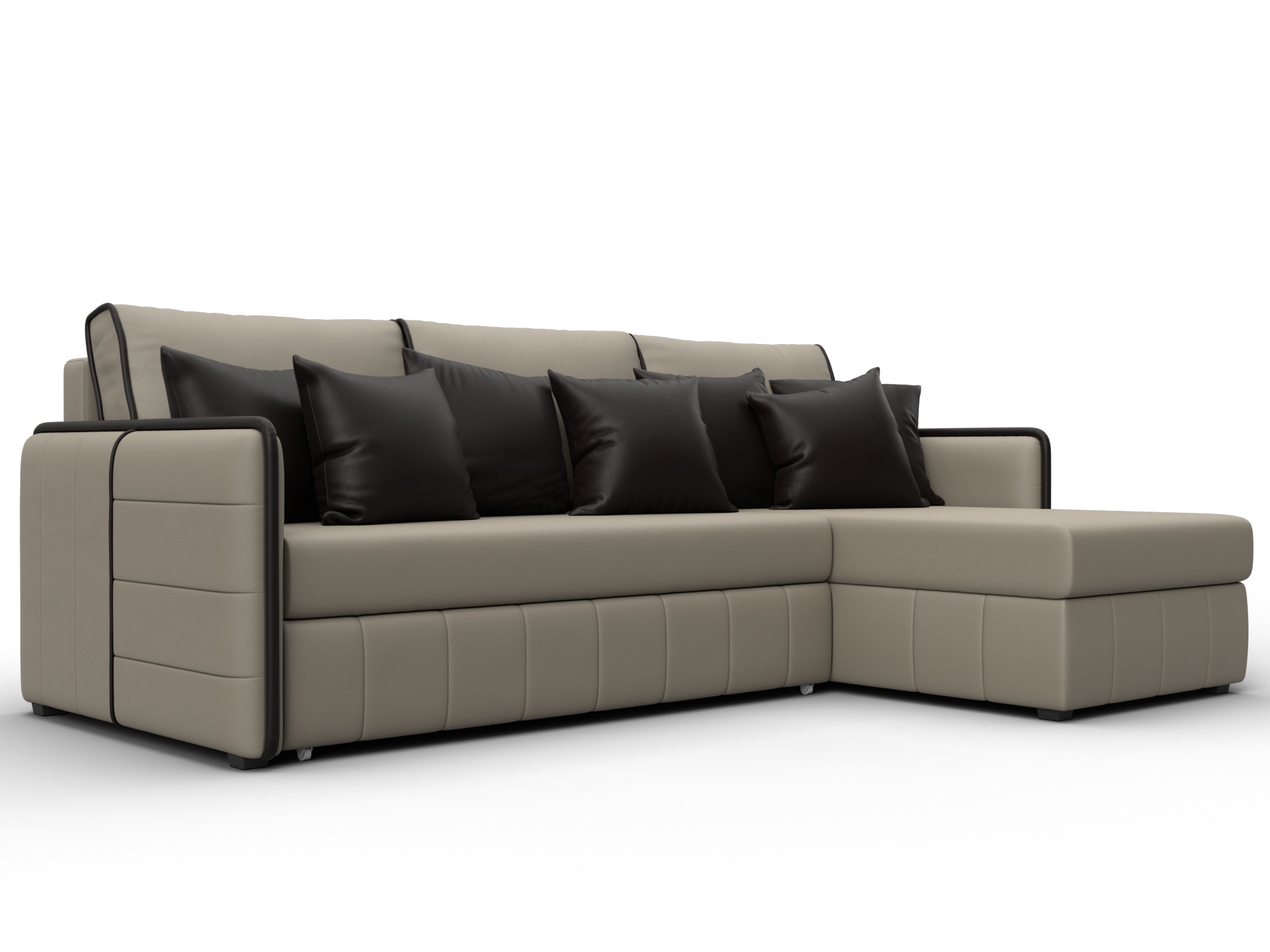 Диван угловой Лига-078 угол универсальный (grifon 04 бежевый/grifon 12 коричневый)