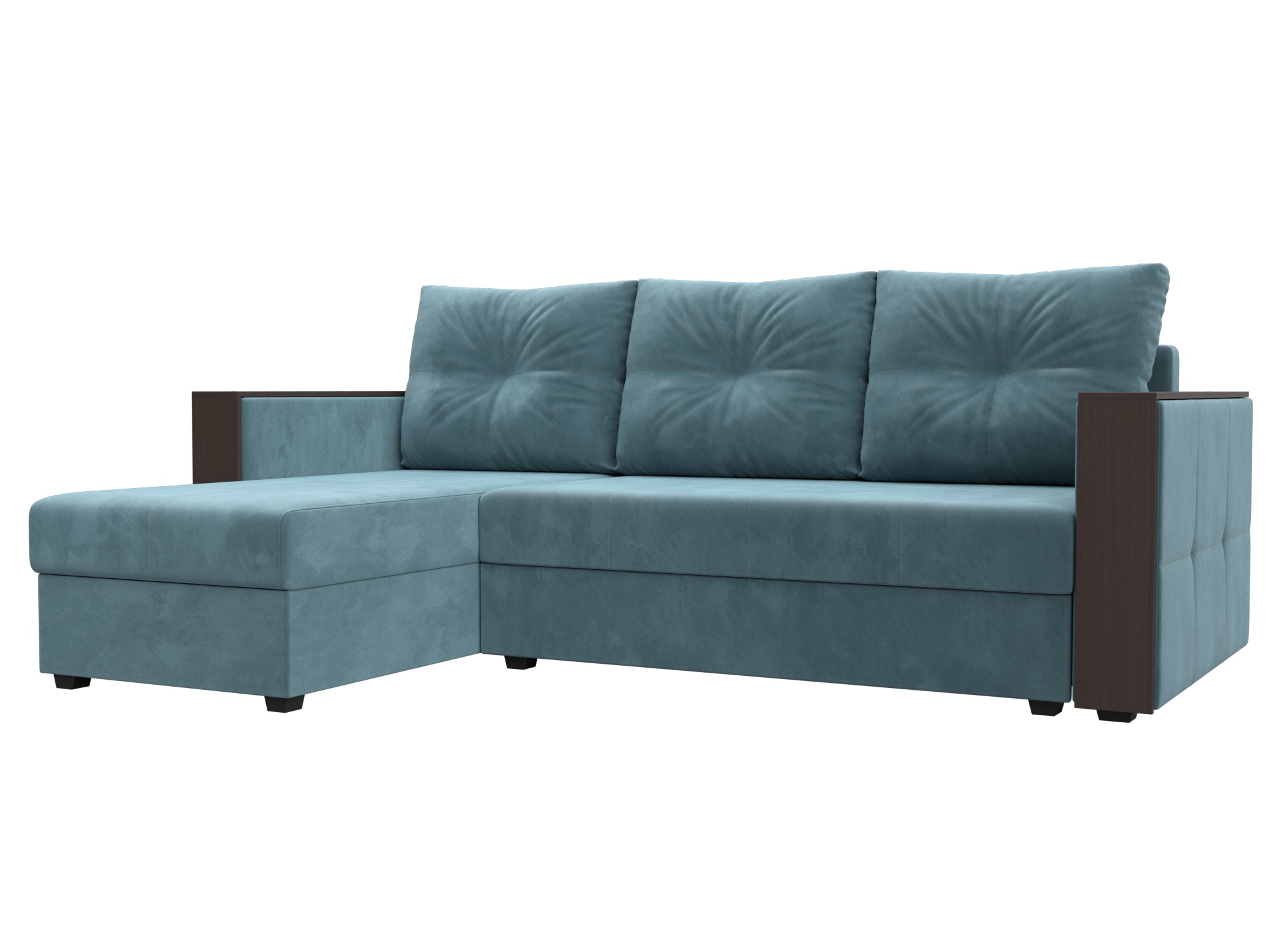 Диван угловой Валенсия Лайт левый угол (seven 113 бирюзовый)