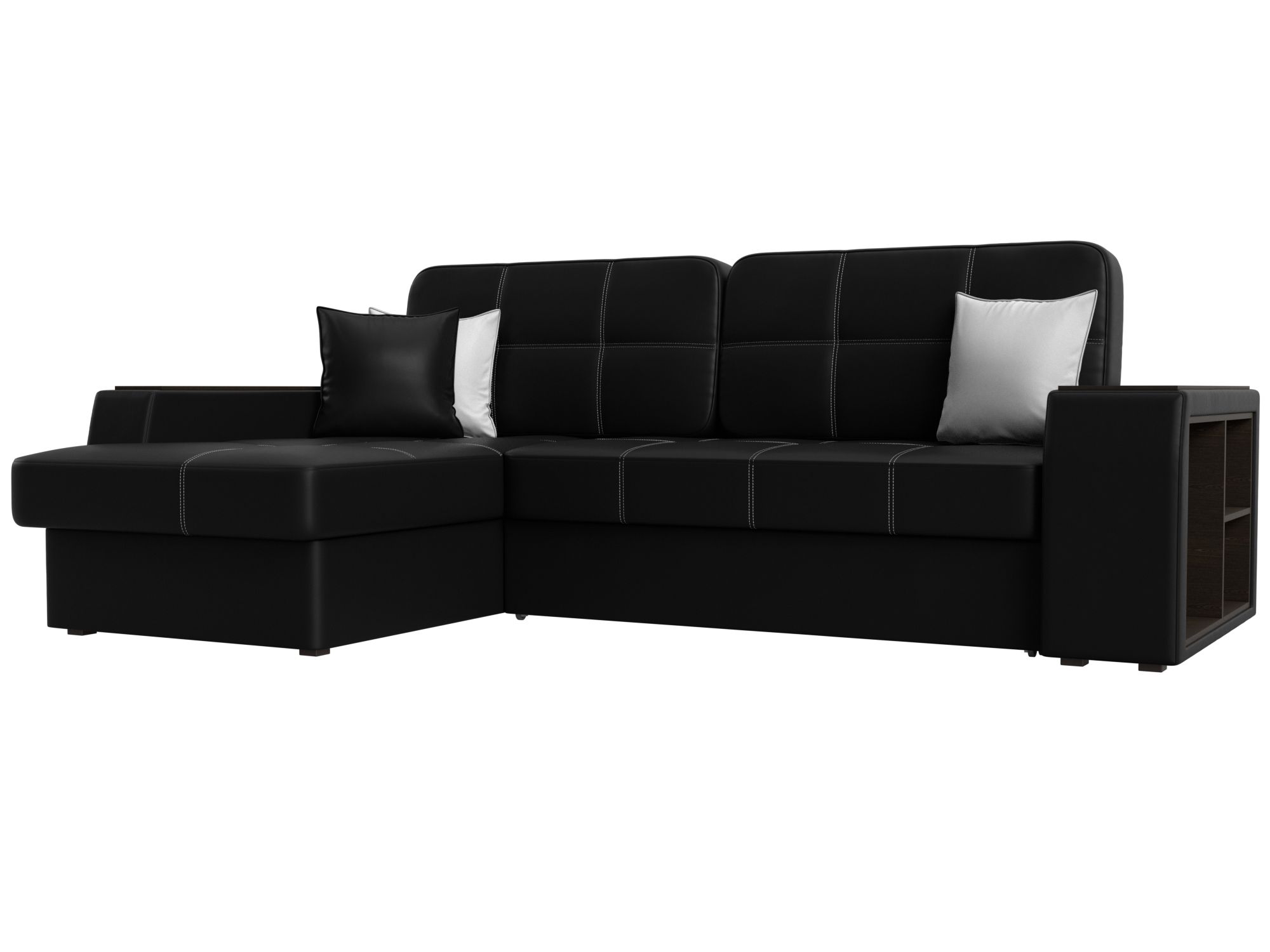 Диван угловой Брюссель левый угол (черный;белый)