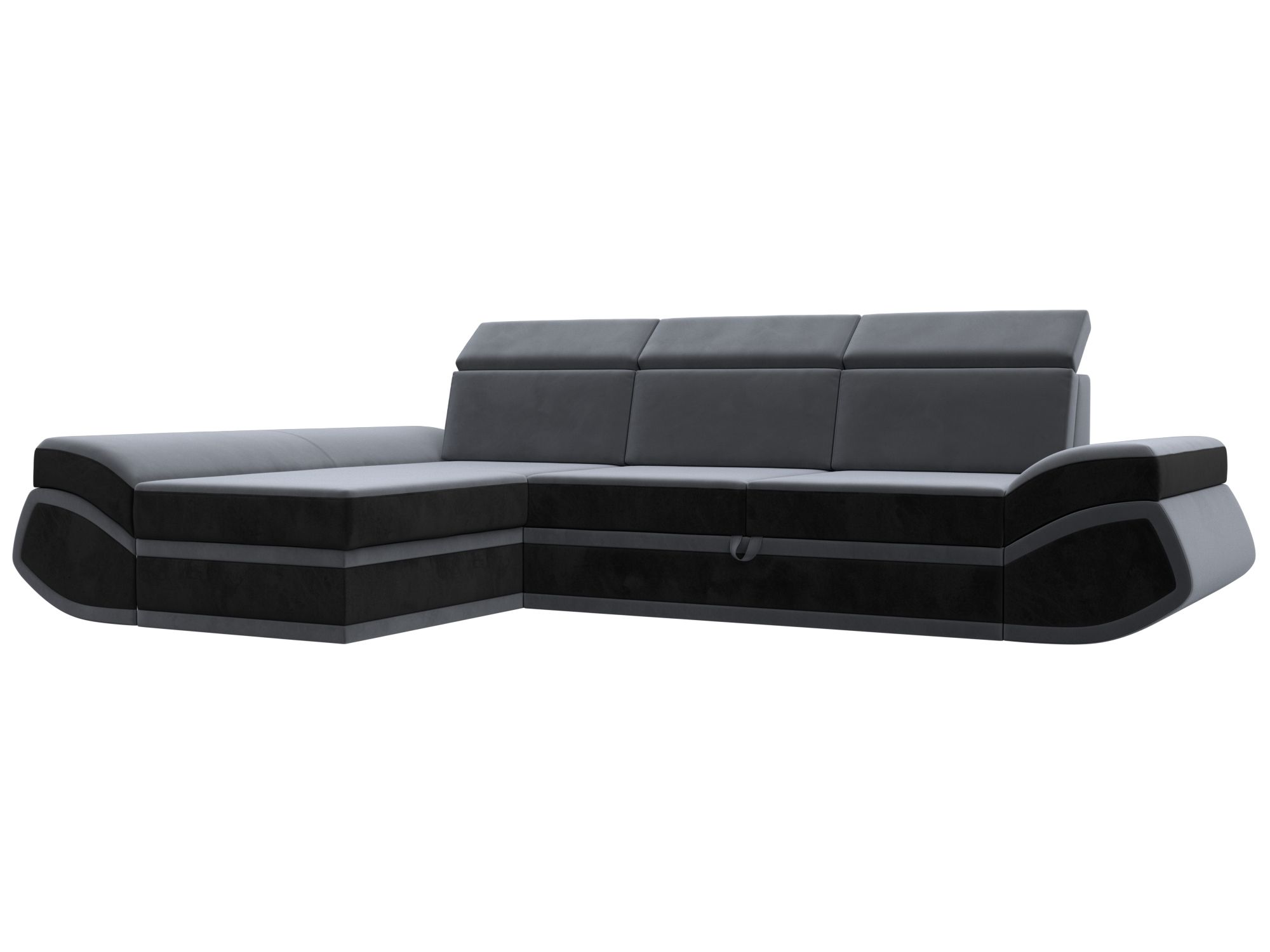 Диван угловой Лига-032 левый угол (seven 17 серый;seven 35 черный)