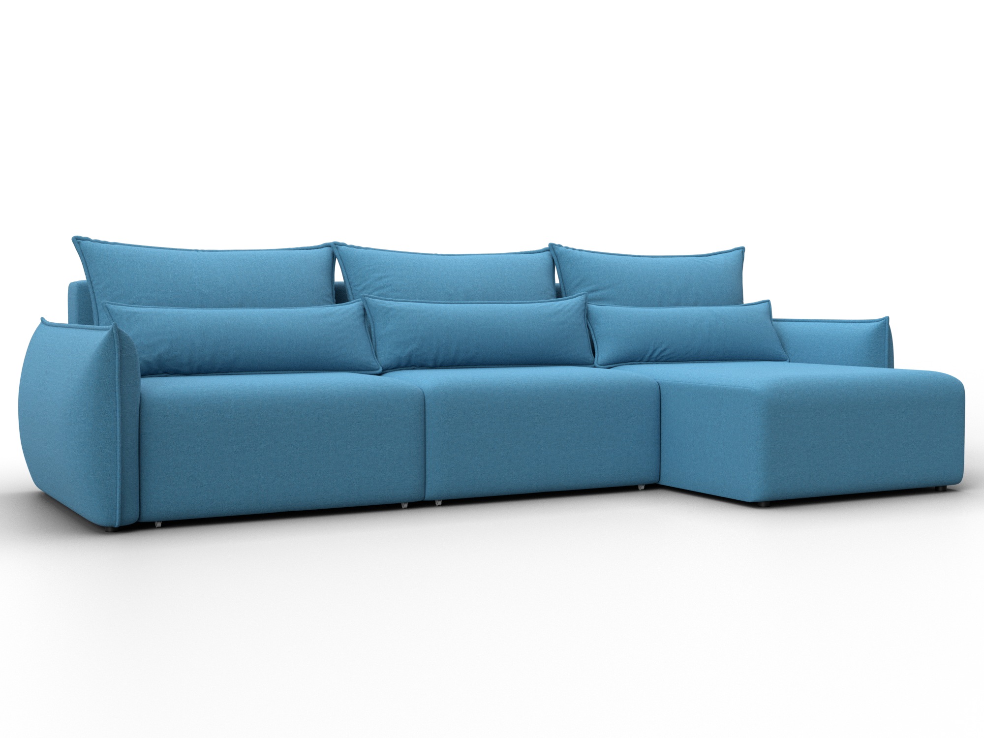 Диван угловой Лига-051 НПБ Лонг угол универсальный (амур 10 голубой)