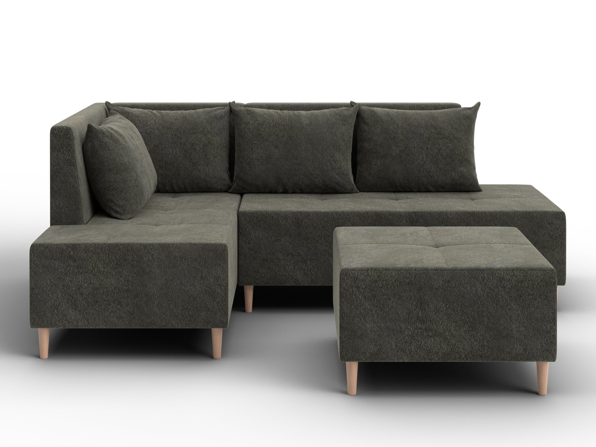 Диван угловой модульный с пуфом Лига-126 угол левый (laim 10 темно-коричневый)