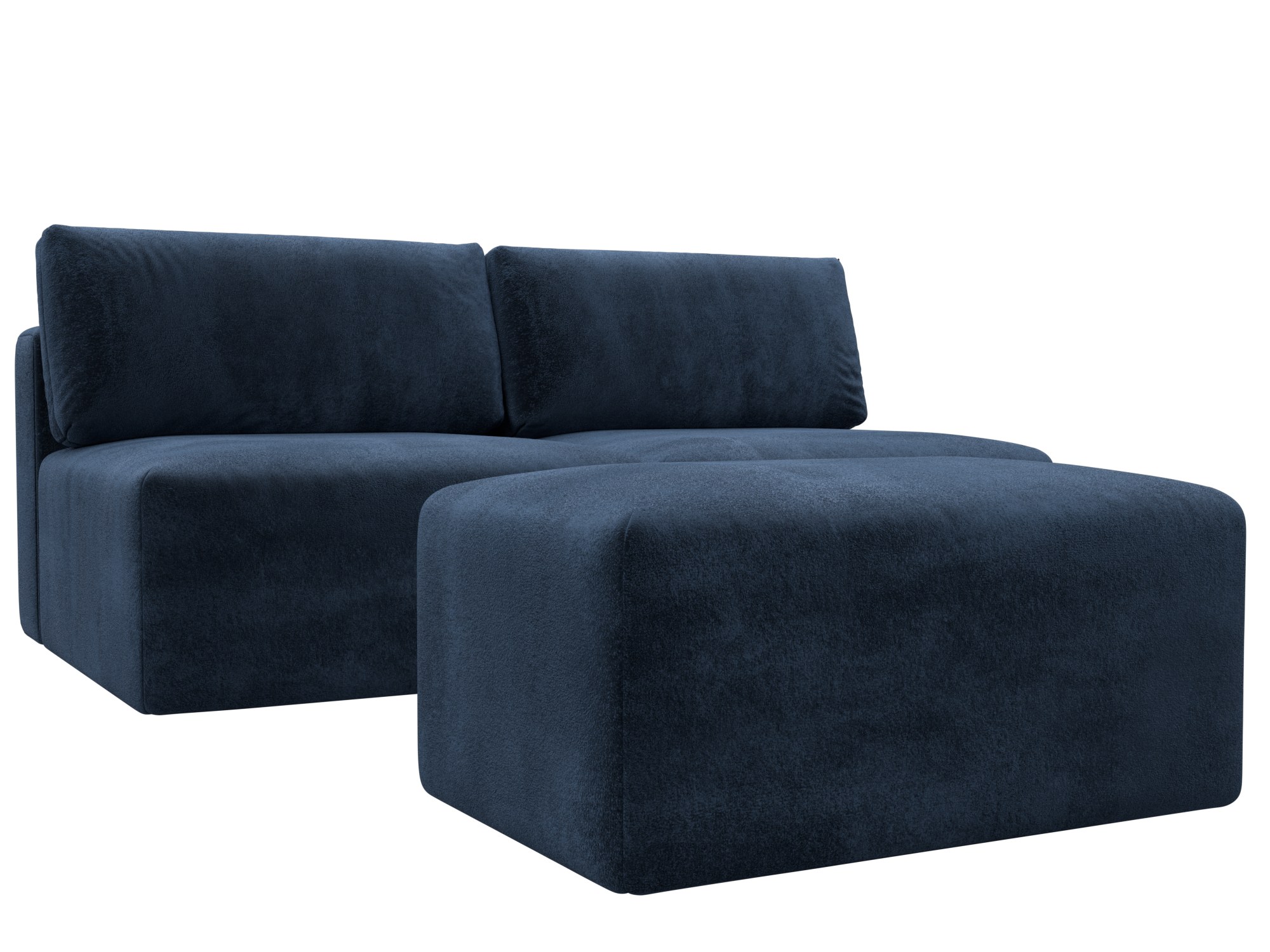 Диван прямой модульный с пуфом Лига-060 НПБ (tower 13 синий)