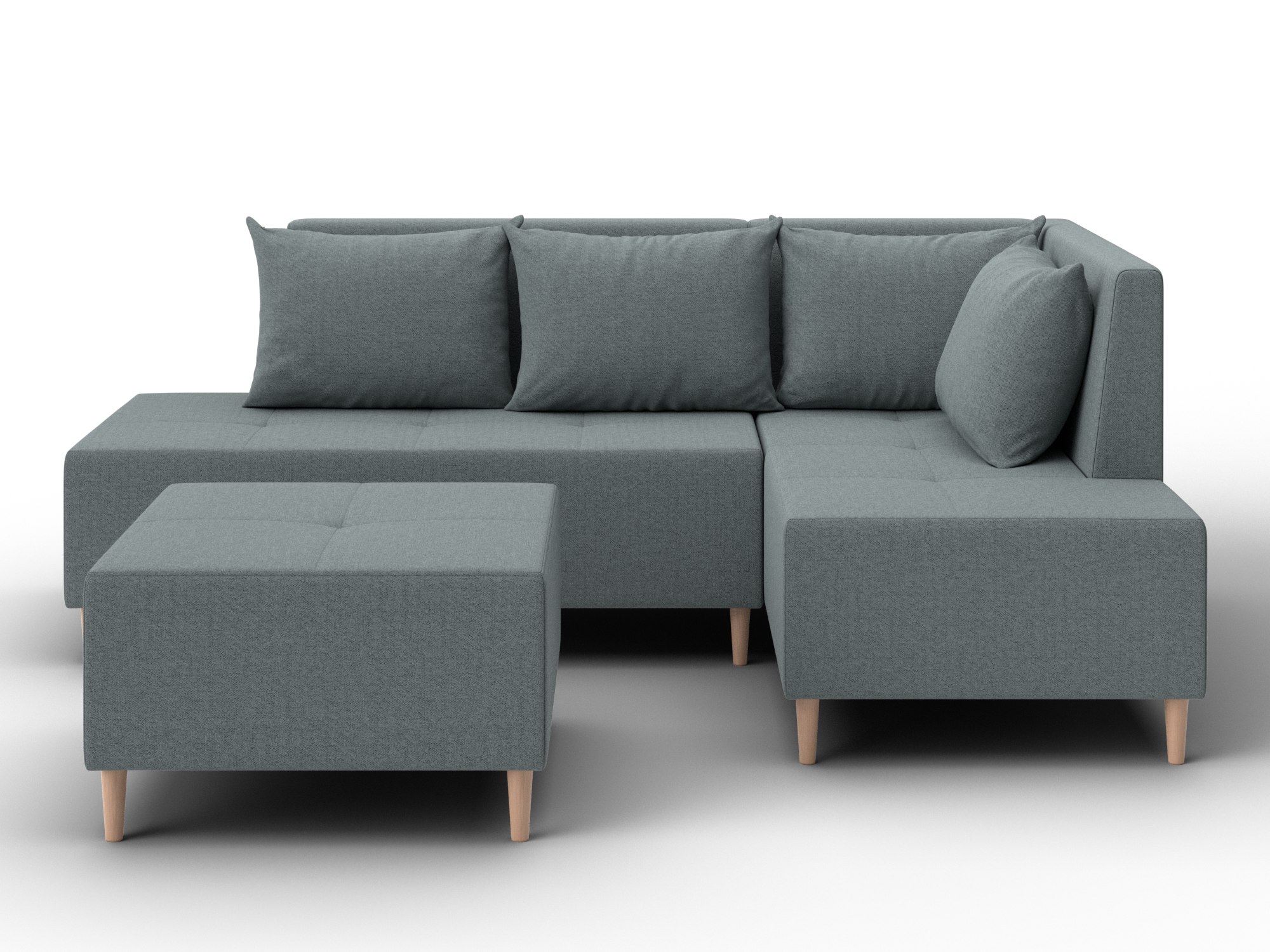 Диван угловой модульный с пуфом Лига-126 угол правый (амур 07 серый)