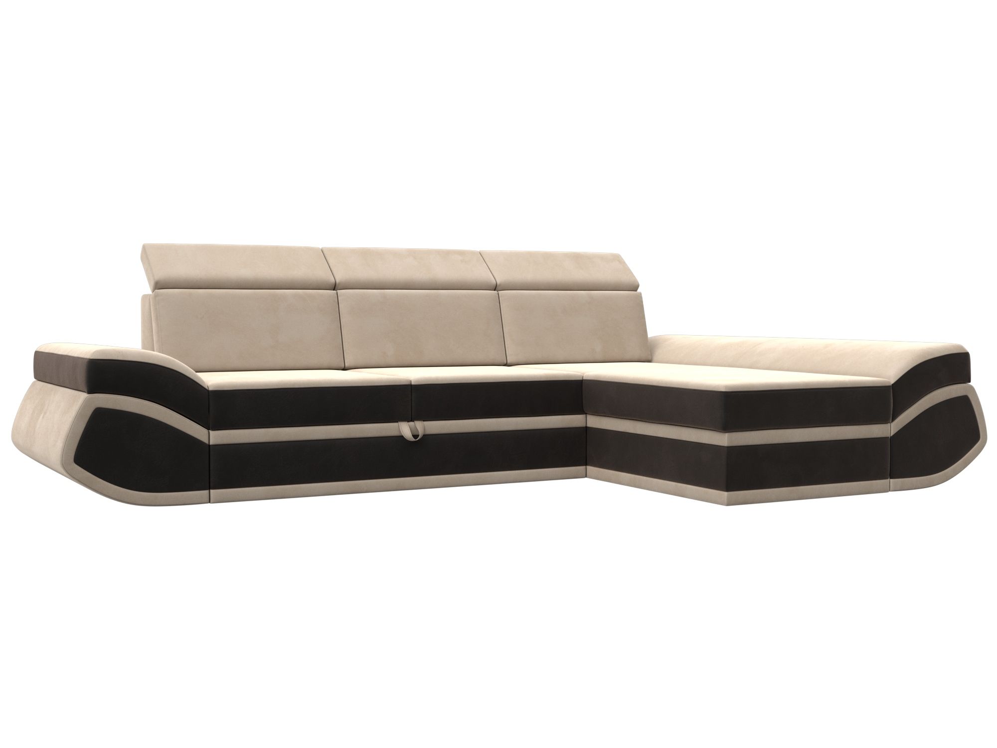 Диван угловой Лига-032 правый угол (seven 729 бежевый;seven 727 коричневый)