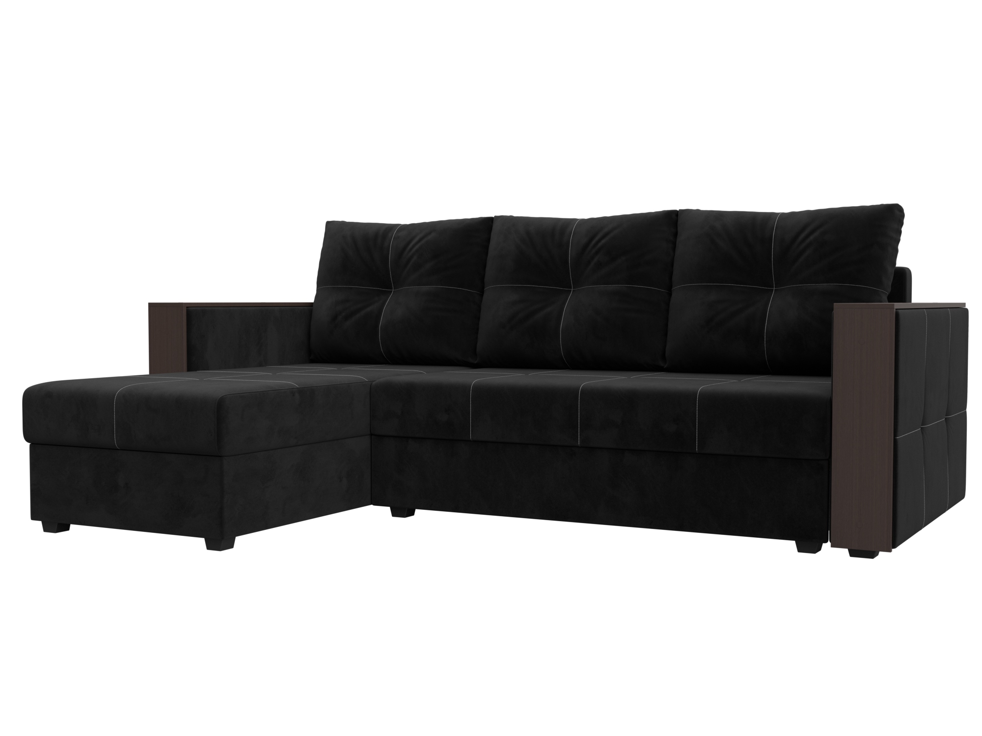 Диван угловой Валенсия Лайт левый угол (seven 35 черный)