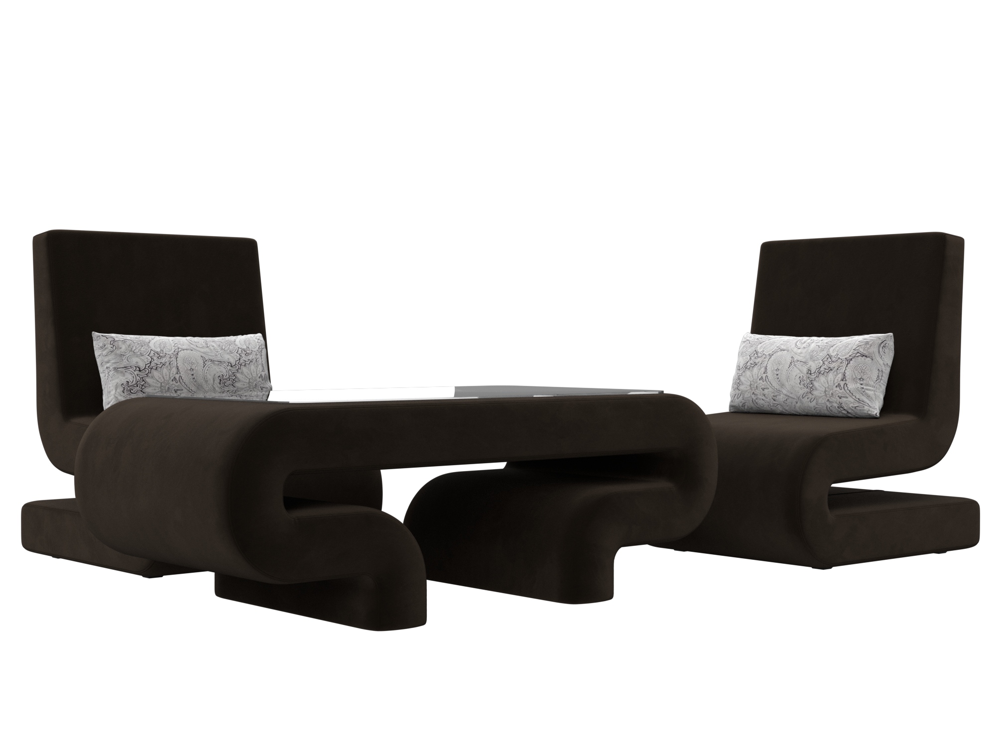 Набор Волна-3 (стол, 2 кресла) (коричневый;серый)