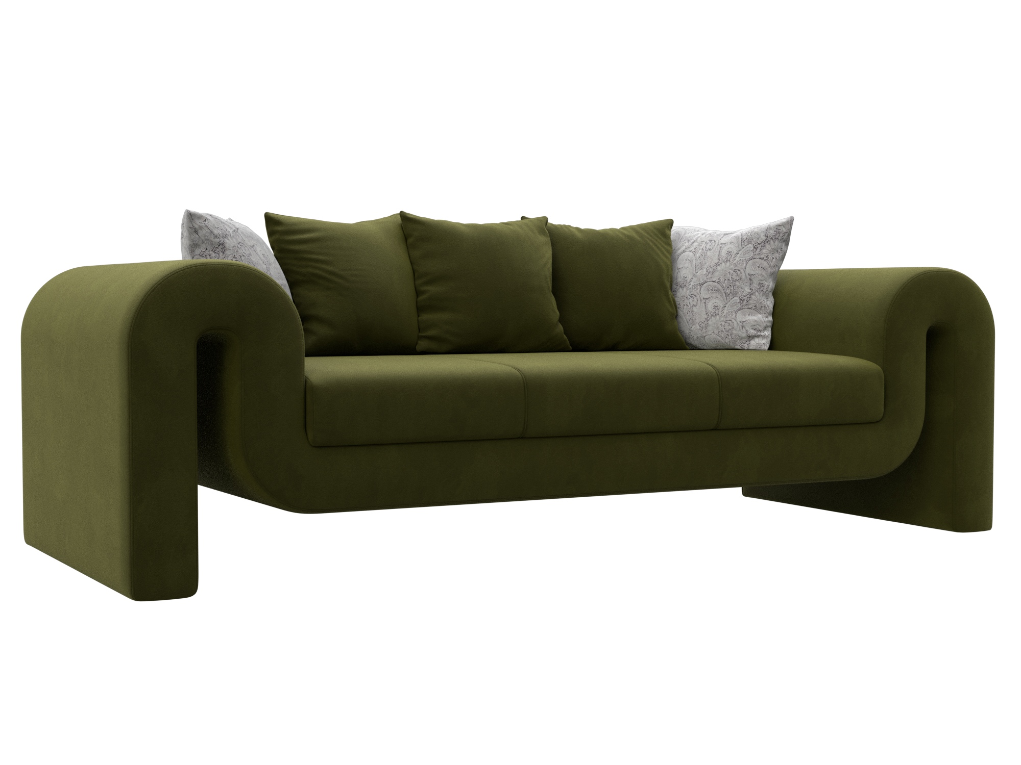 Диван прямой Волна (зеленый;серый)