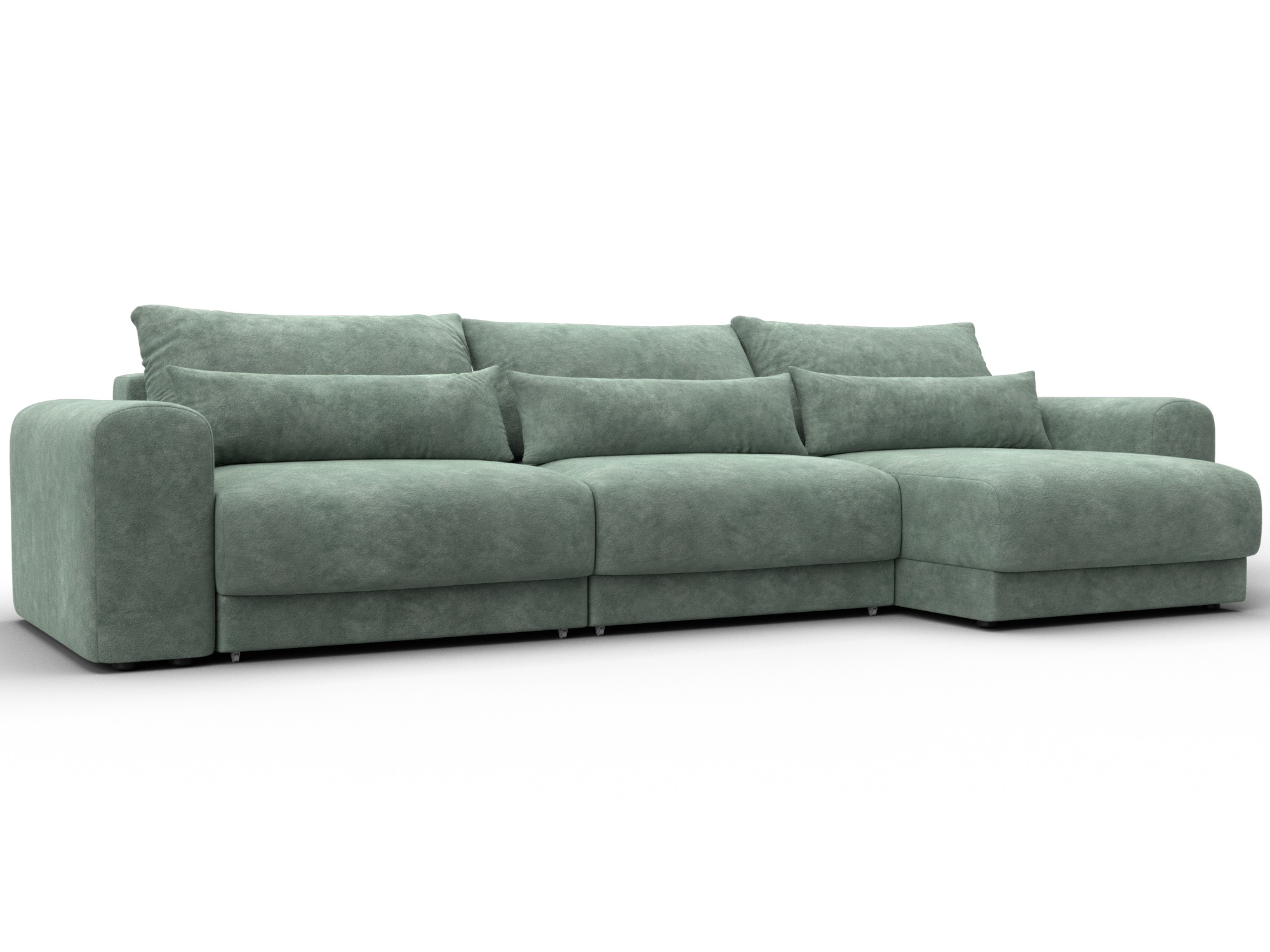 Диван угловой Лига-056 НПБ Лонг угол универсальный (brut 08 зеленый)