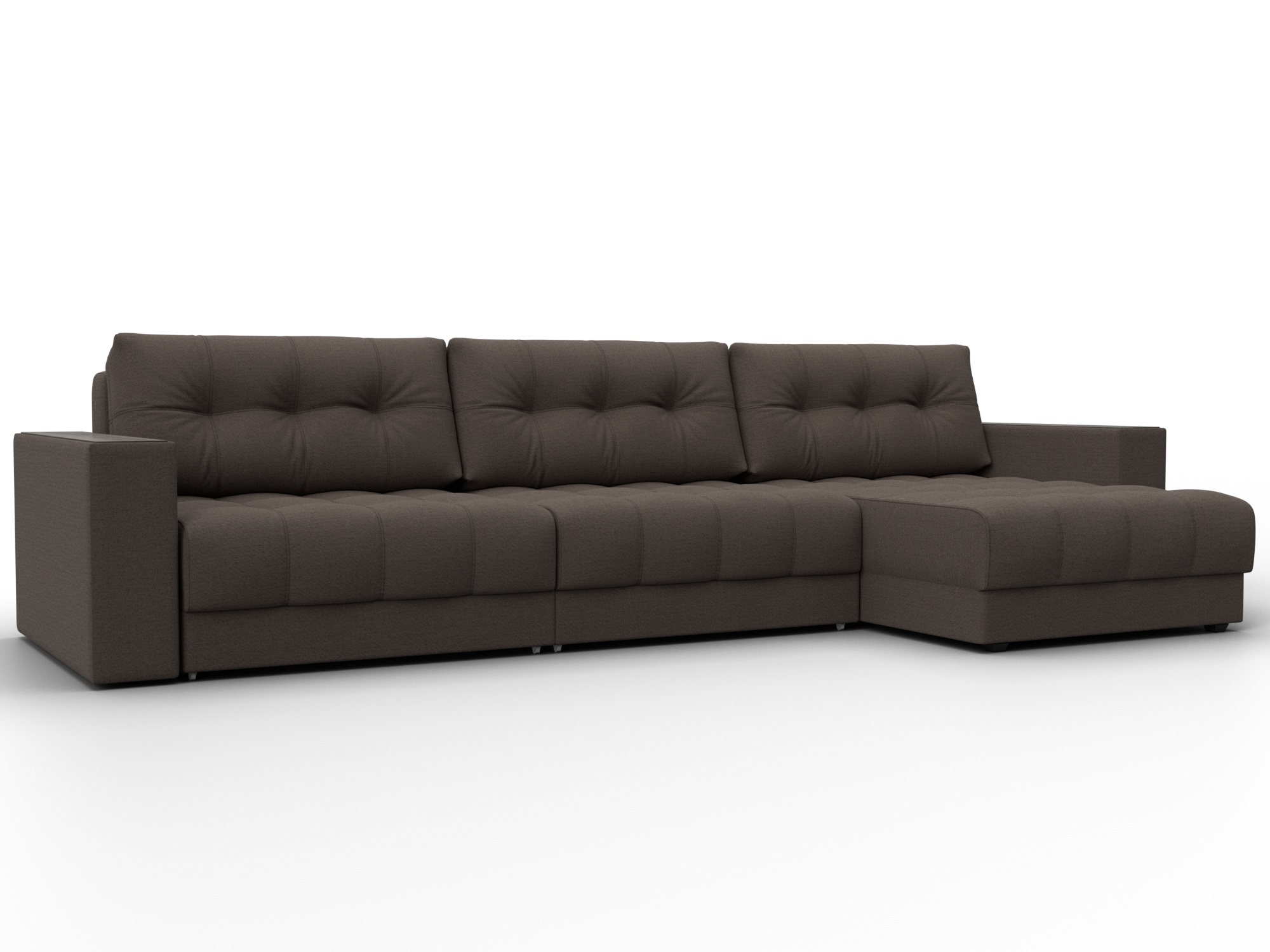 Диван угловой с декором Лига-049 НПБ Лонг (амур 05 коричневый)