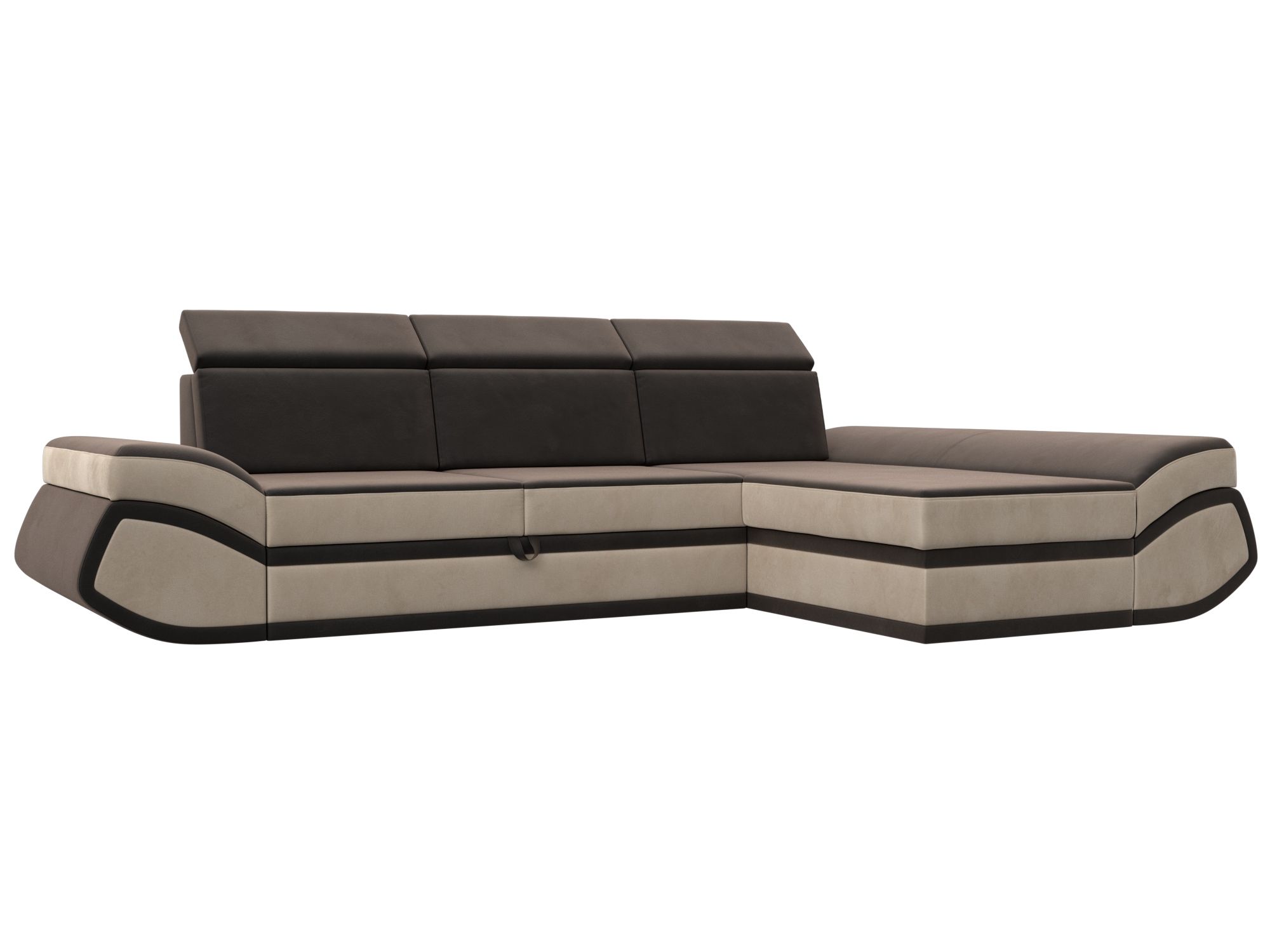 Диван угловой Лига-032 правый угол (seven 727 коричневый;seven 729 бежевый)