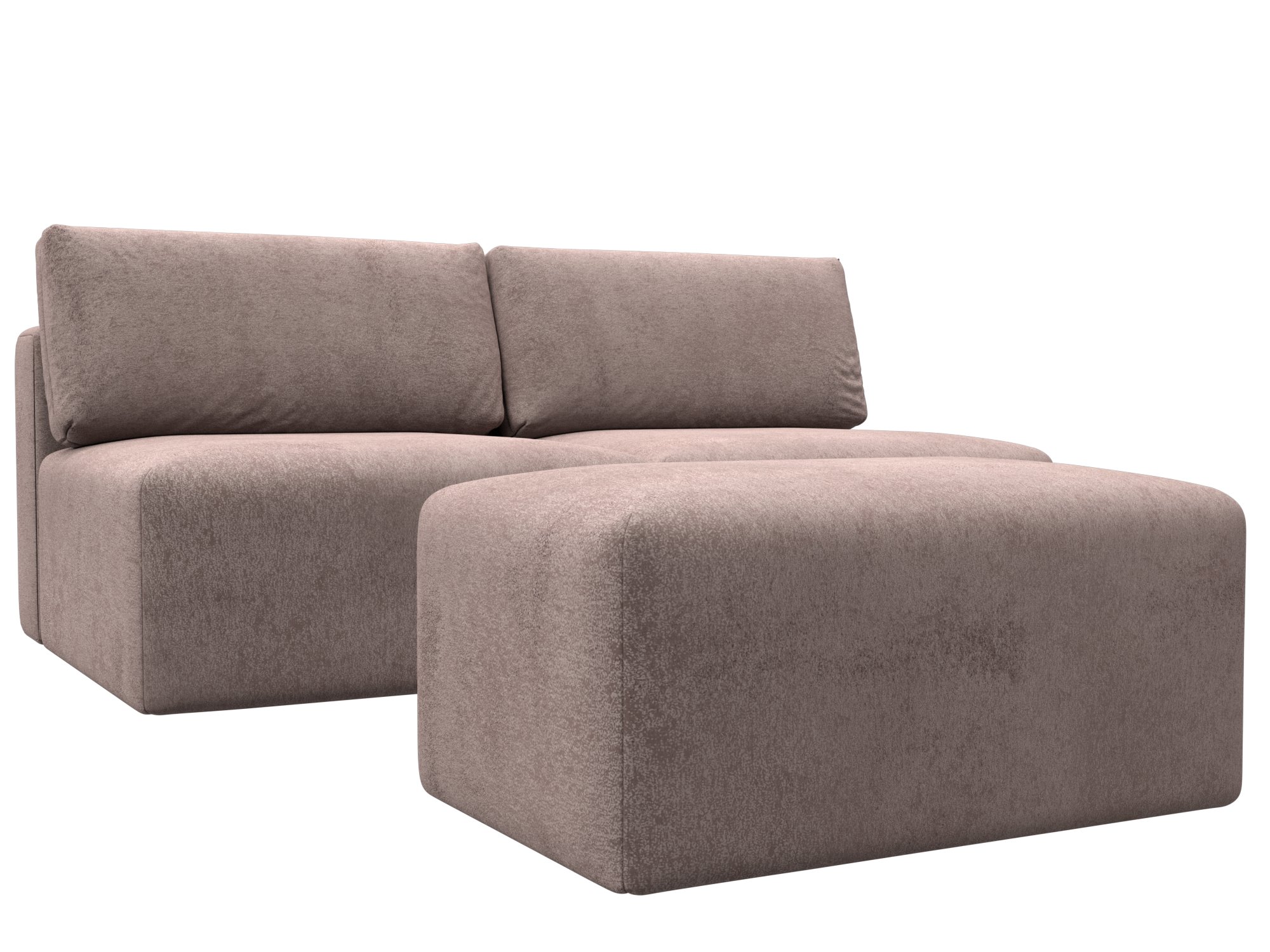 Диван прямой модульный с пуфом Лига-060 НПБ (tower 05 бежевый)