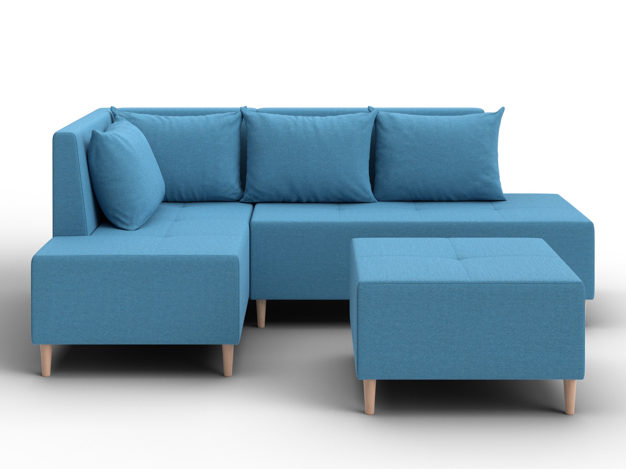 Диван угловой модульный с пуфом Лига-126 угол левый (амур 10 голубой)