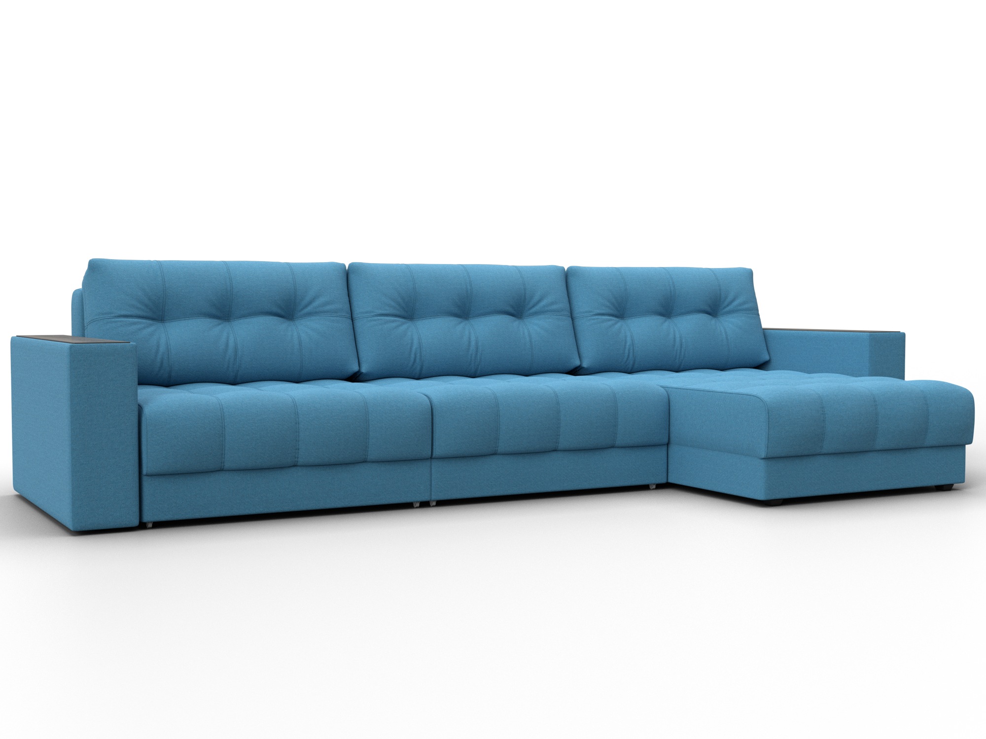 Диван угловой с декором Лига-049 НПБ Лонг (амур 10 голубой)