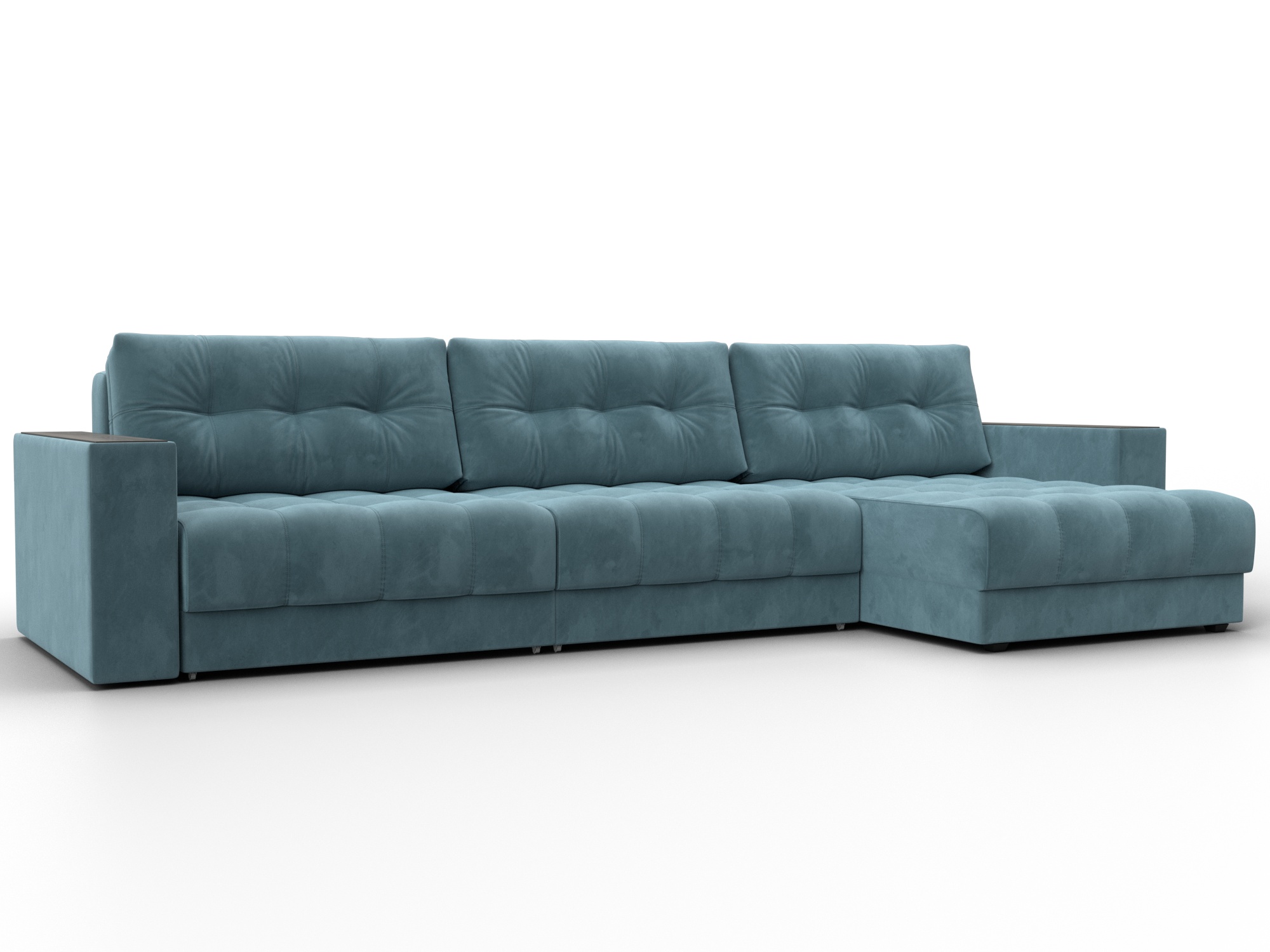 Диван угловой с декором Лига-049 НПБ Лонг (seven 113 бирюзовый)