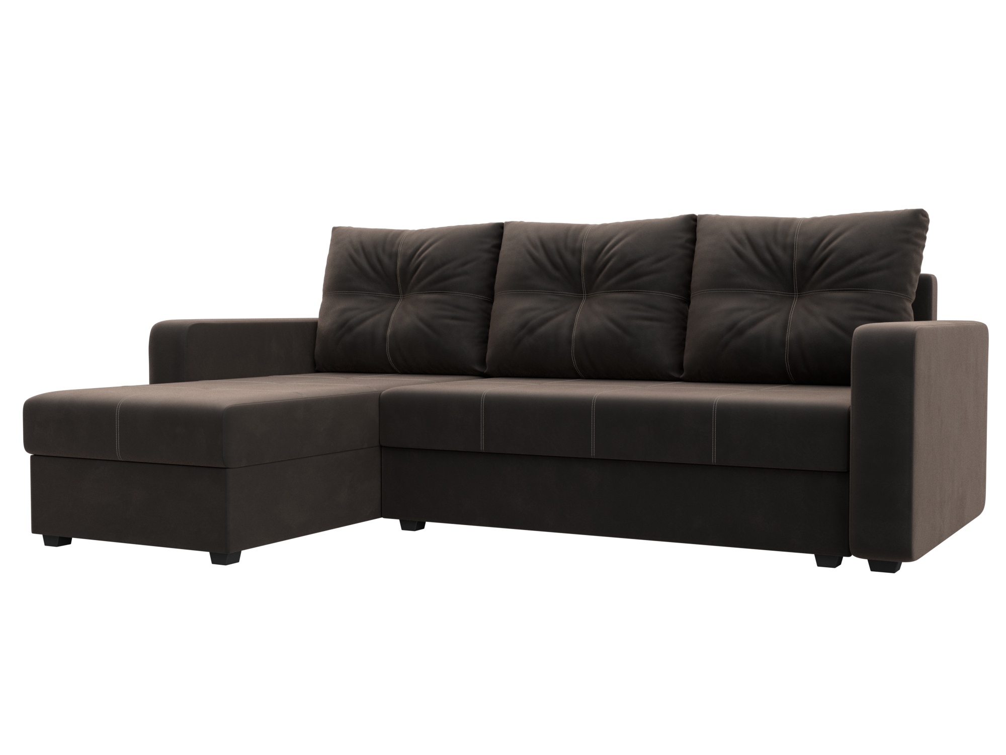 Диван угловой Ливерпуль Лайт левый угол (seven 727 коричневый)