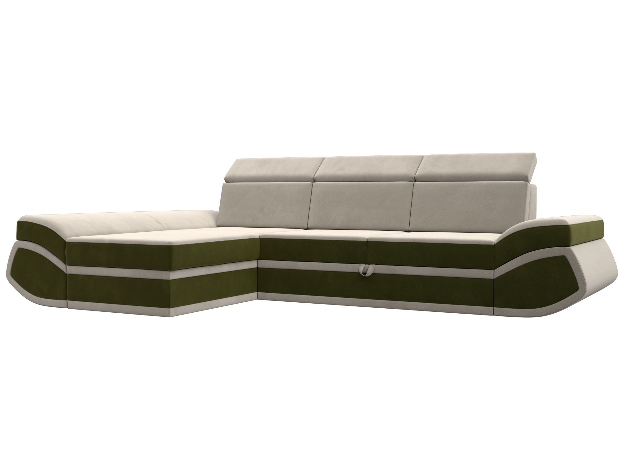 Диван угловой Лига-032 левый угол (бежевый;зеленый)