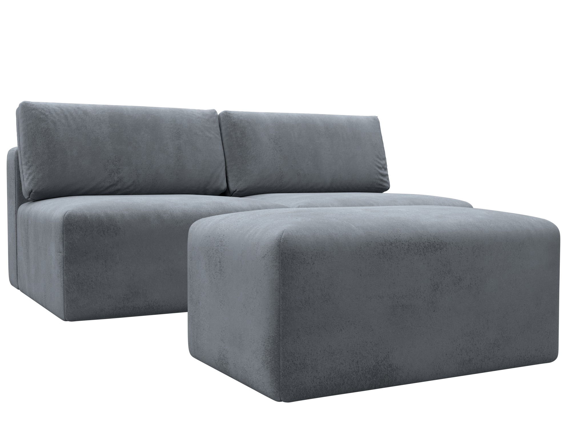 Диван прямой модульный с пуфом Лига-060 НПБ (tower 10 серый)