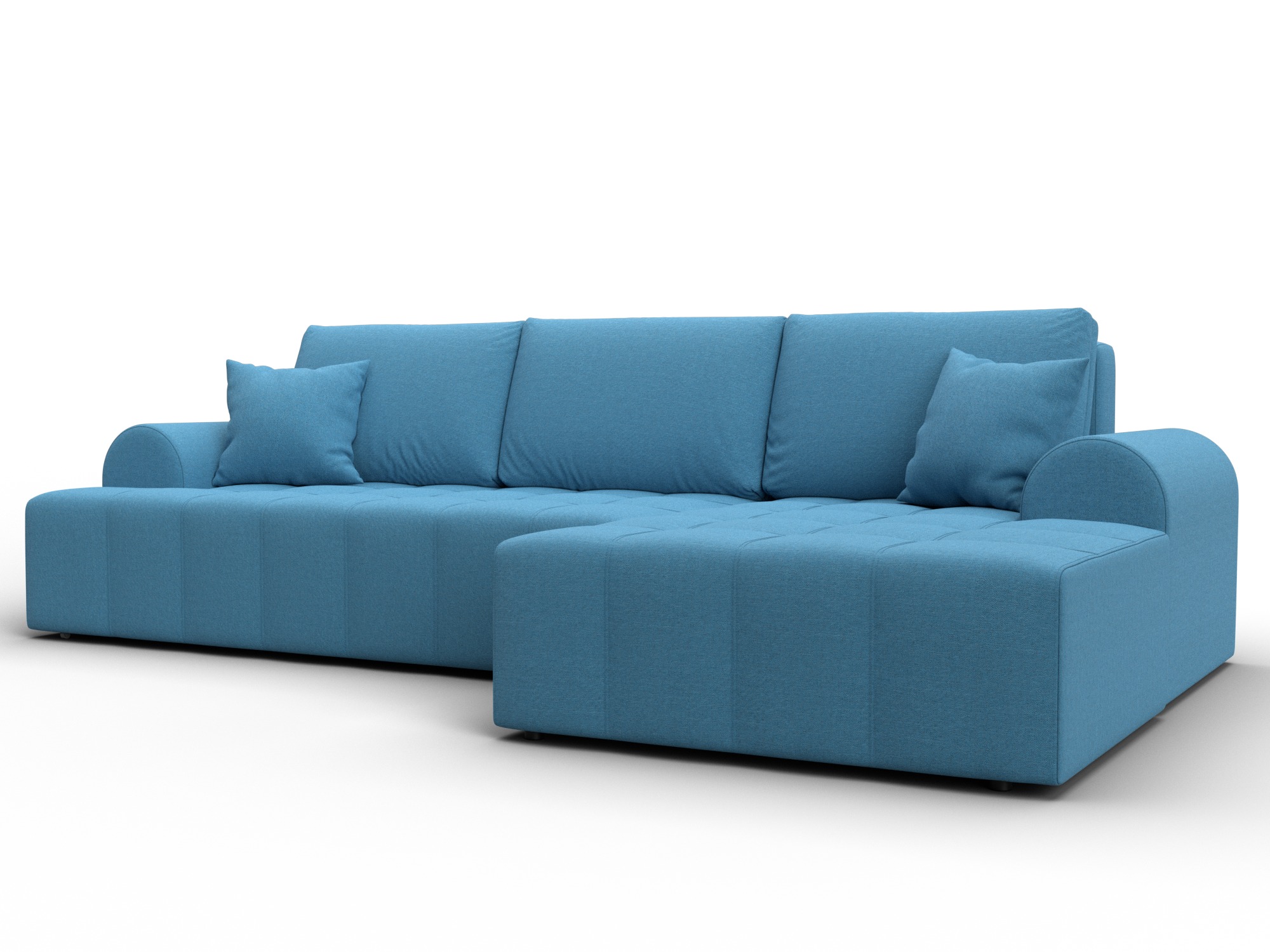 Диван угловой Лига-080 угол правый (амур 10 голубой)