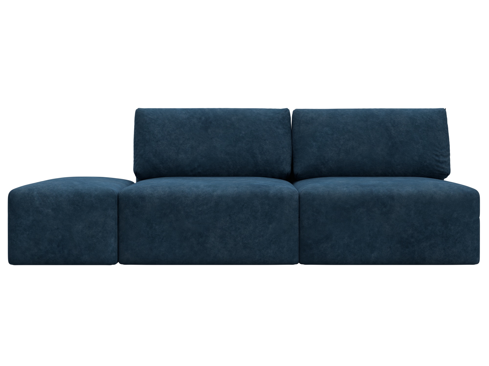 Диван прямой модульный с пуфом Лига-060 НПБ (brut 11 синий)