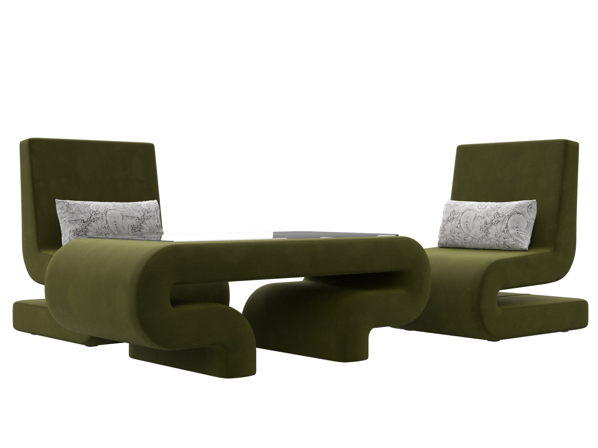 Набор Волна-3 (стол, 2 кресла) (зеленый;серый)