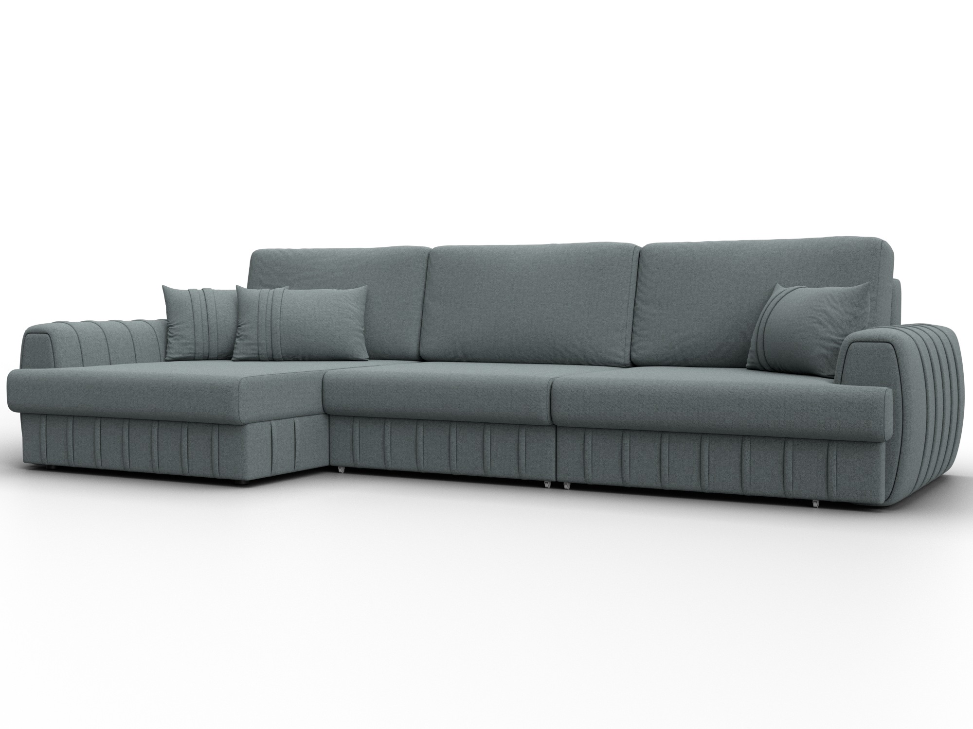 Диван угловой Лига-057 НПБ Лонг угол левый (амур 07 серый)