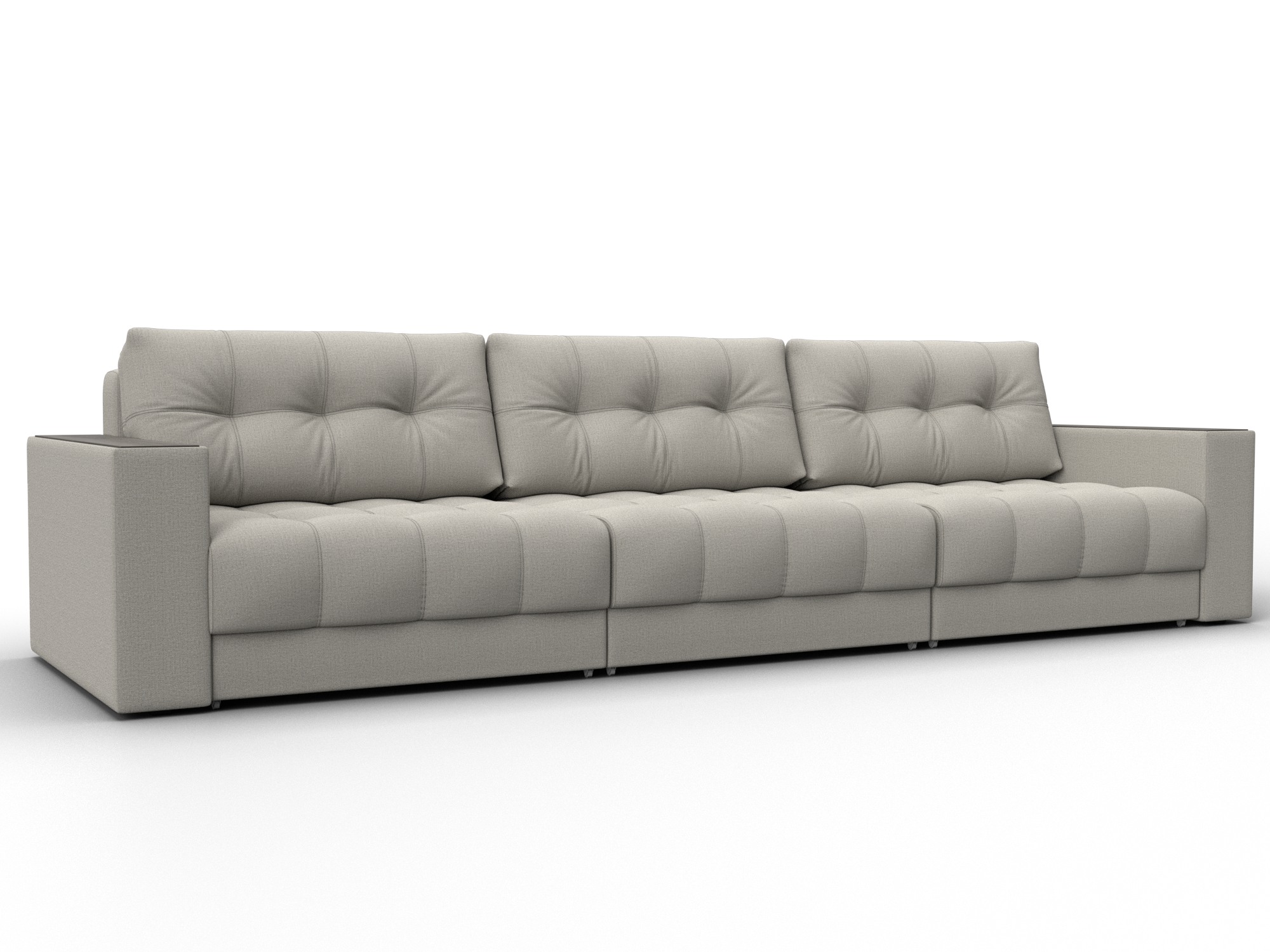 Диван прямой с декором Лига-049 НПБ Лонг (амур 02 бежевый)