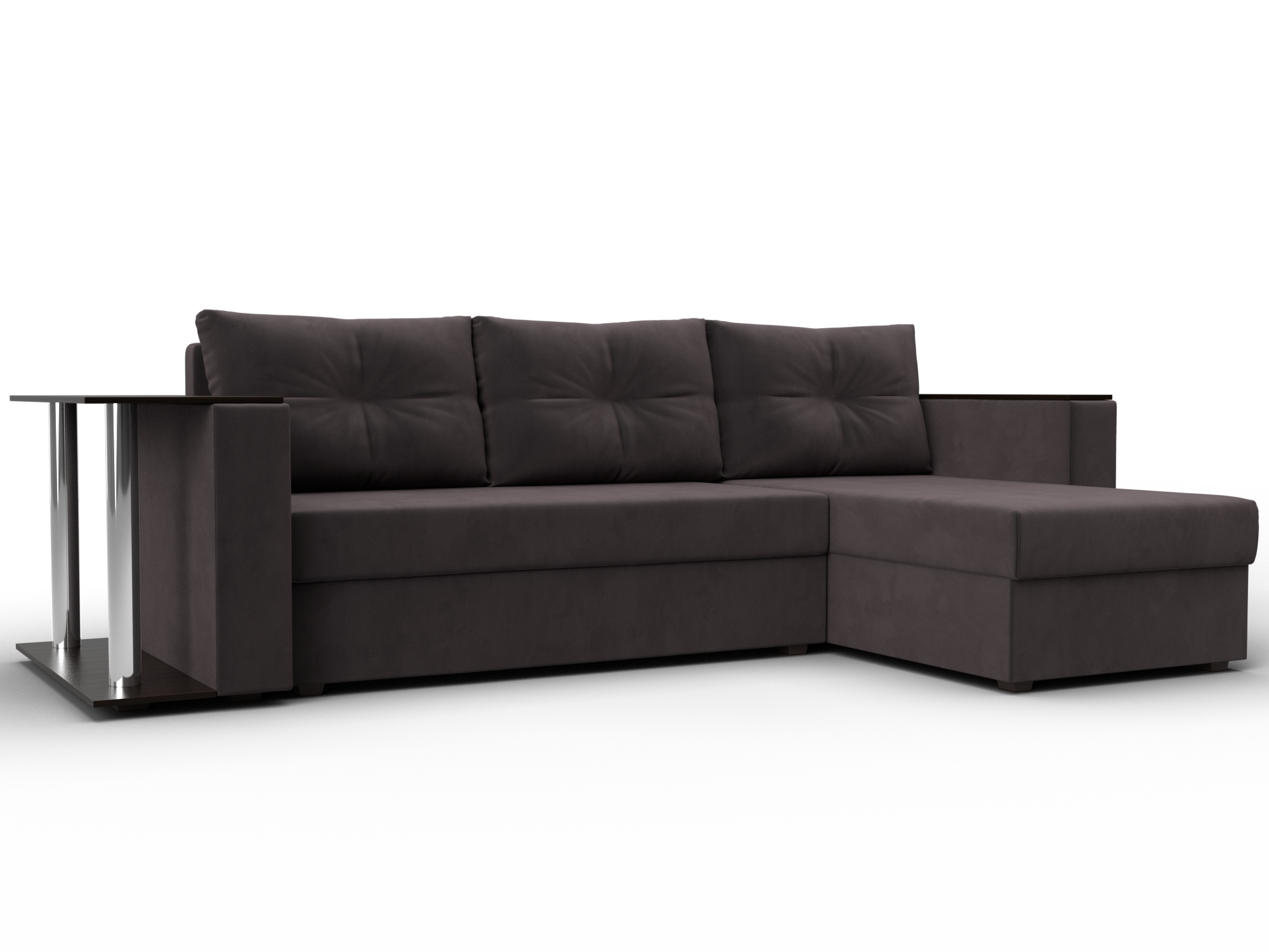 Диван угловой Атланта со столом правый угол (seven 727 коричневый)