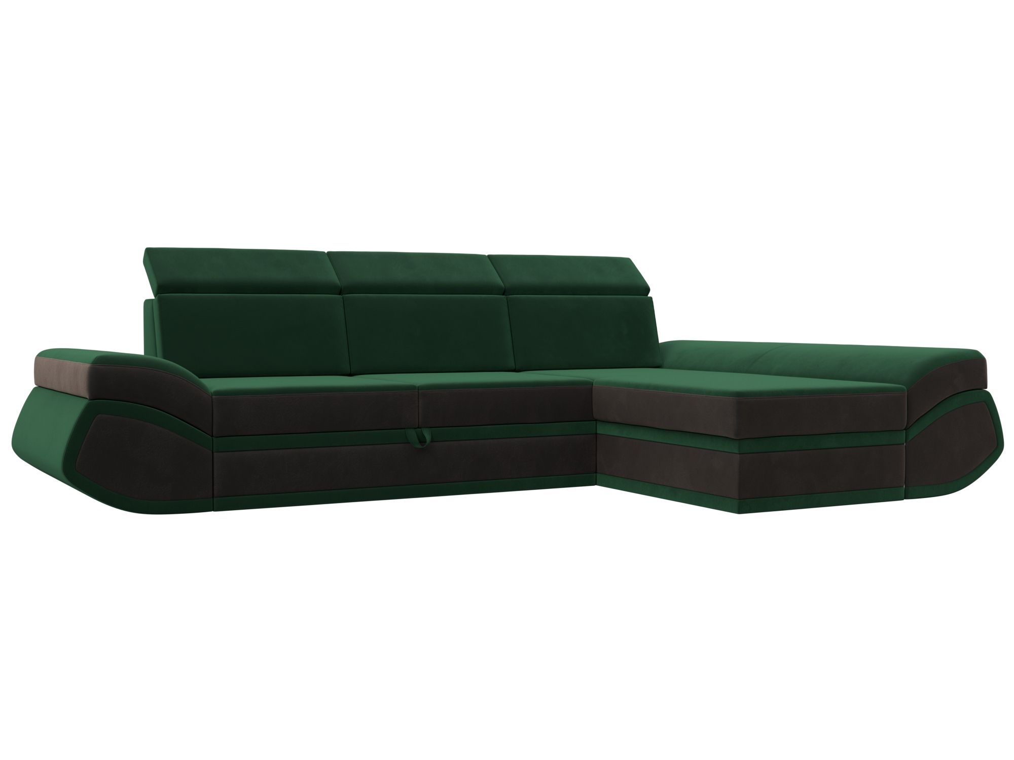 Диван угловой Лига-032 правый угол (seven 626 зеленый;seven 727 коричневый)
