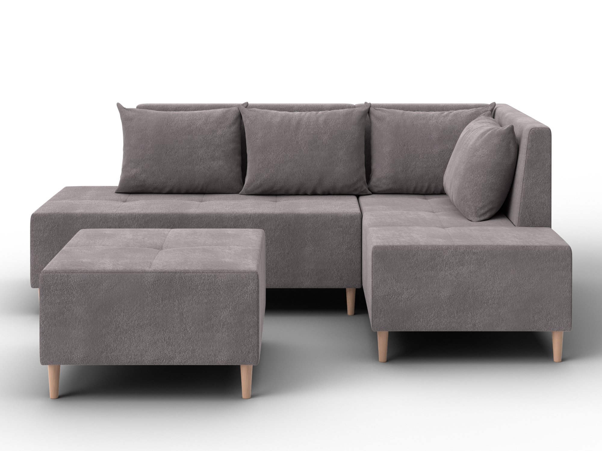 Диван угловой модульный с пуфом Лига-126 угол правый (laim 04 бежевый)