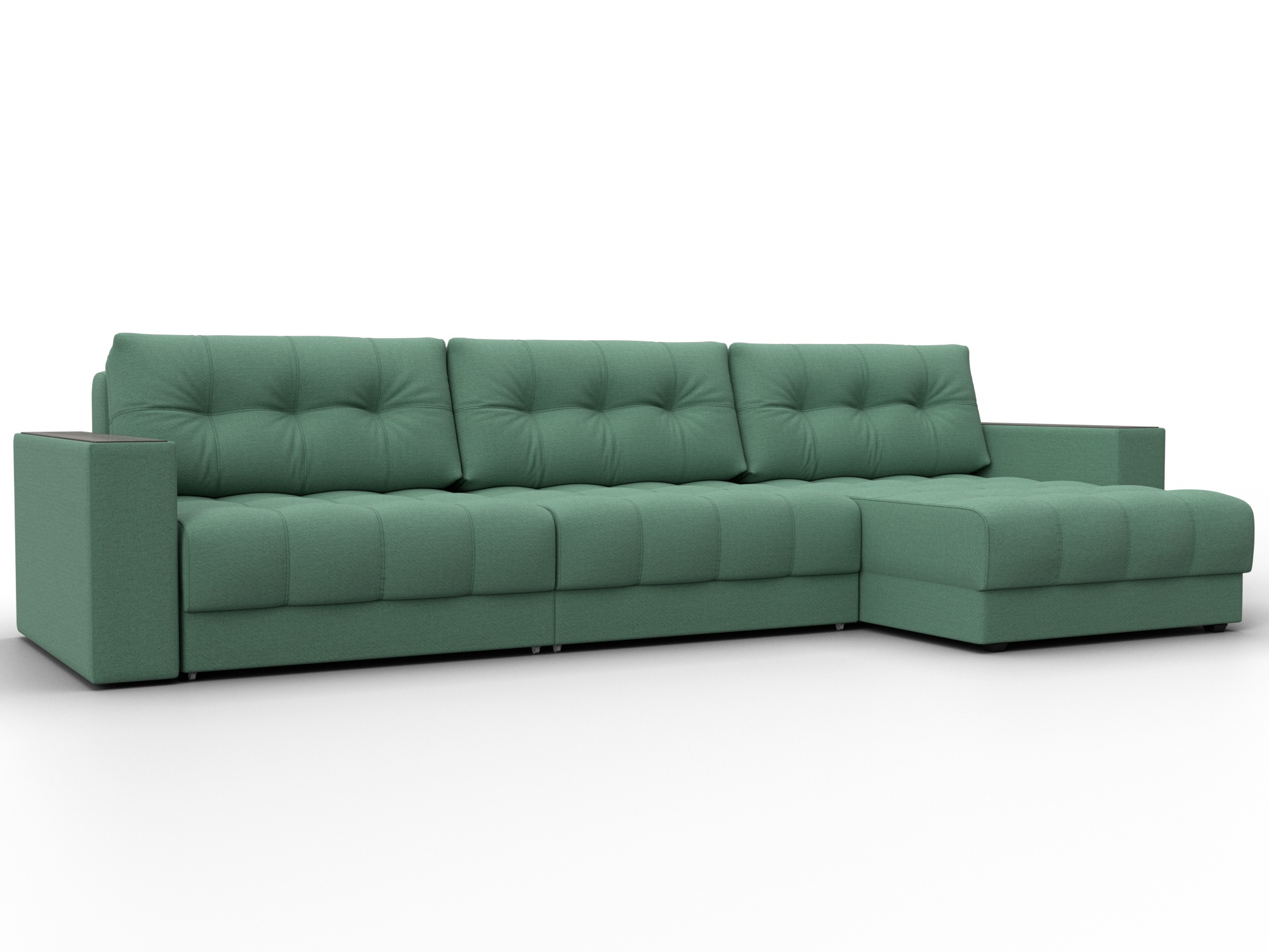 Диван угловой с декором Лига-049 НПБ Лонг (амур 11 зеленый)