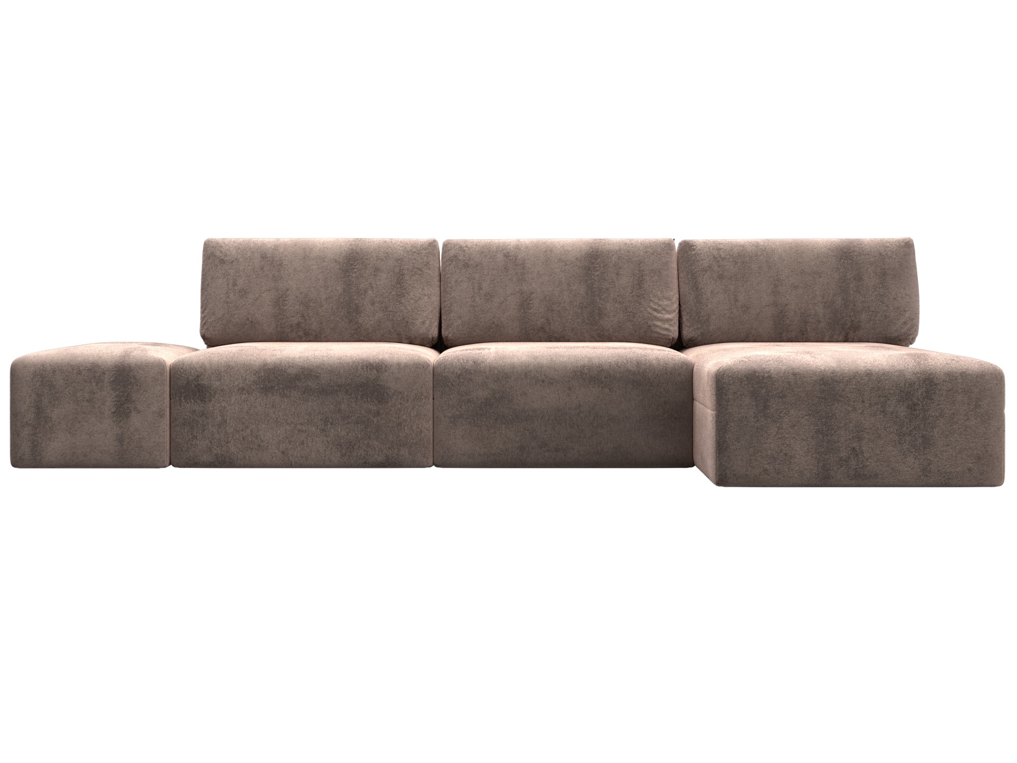 Диван угловой модульный с пуфом Лига-060 НПБ Лонг угол универсальный (tower 05 бежевый)