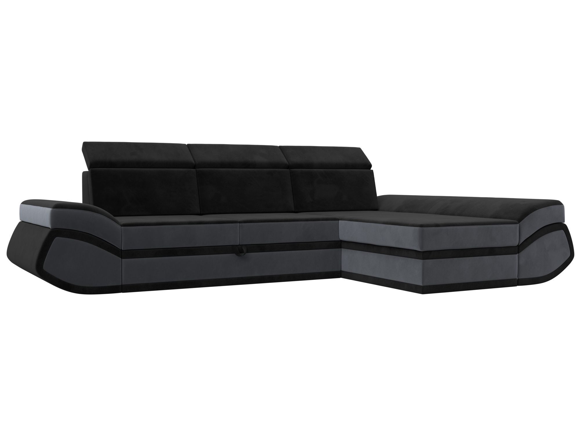 Диван угловой Лига-032 правый угол (seven 35 черный;seven 17 серый)