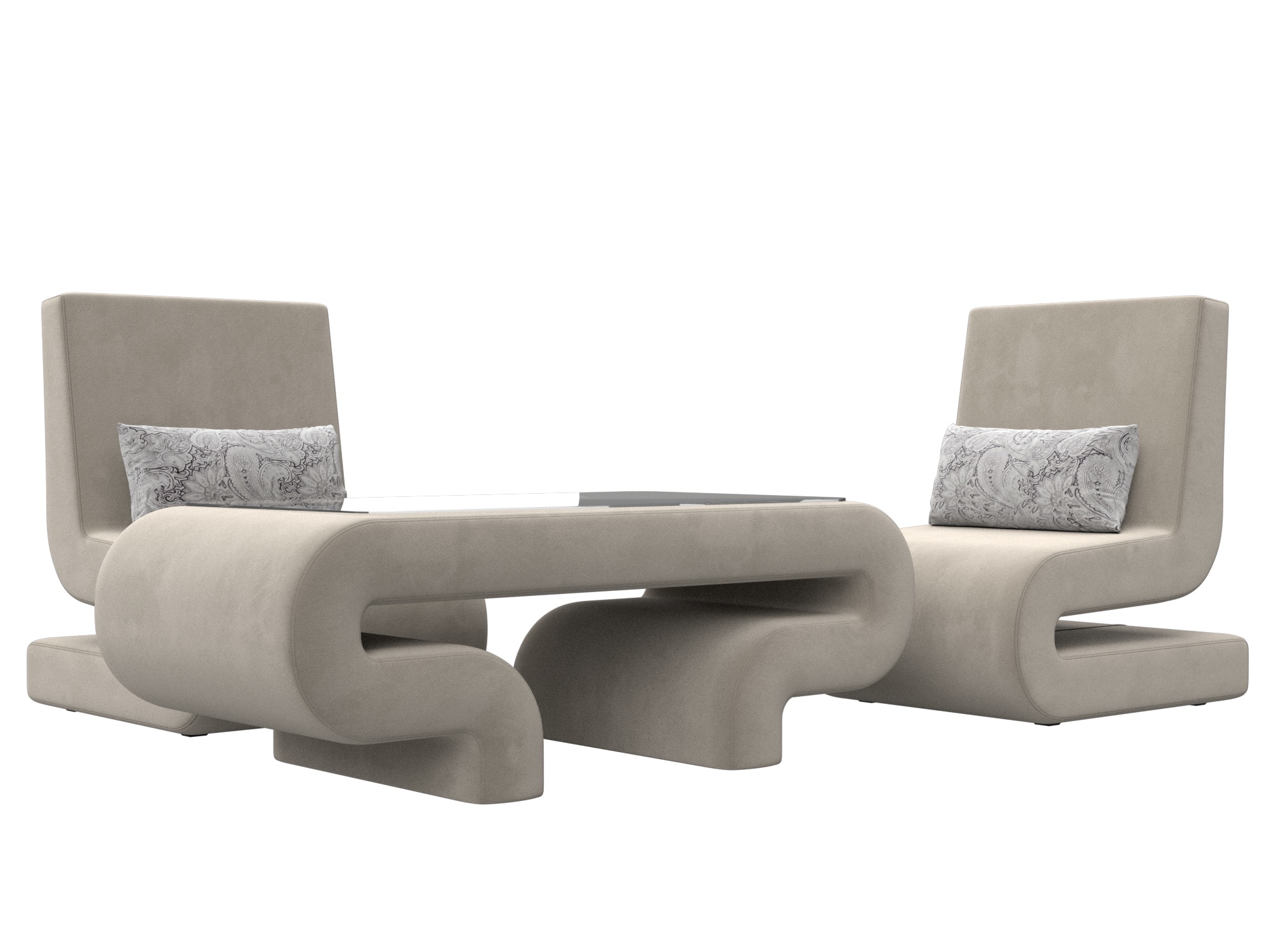 Набор Волна-3 (стол, 2 кресла) (бежевый;серый)