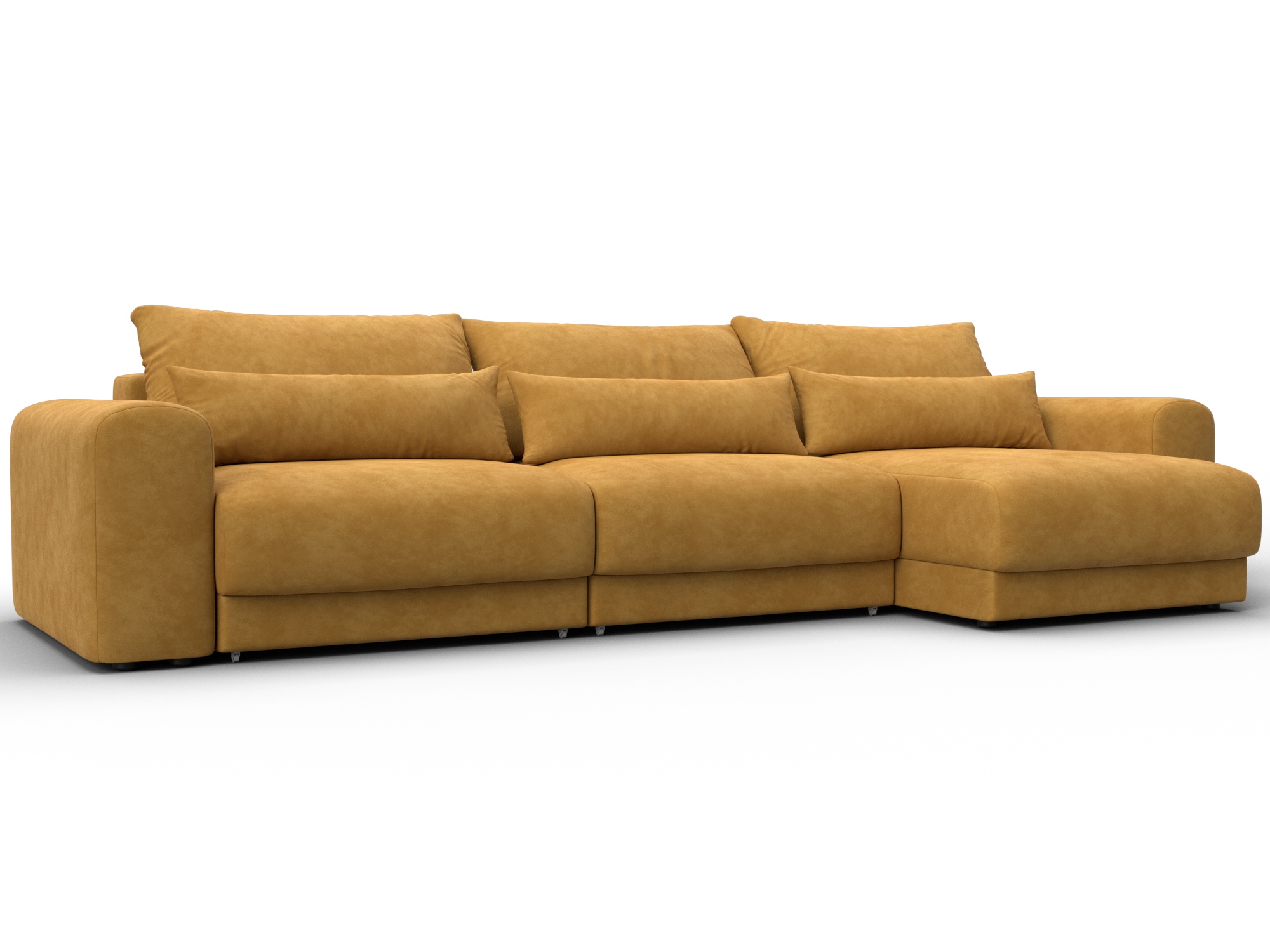 Диван угловой Лига-056 НПБ Лонг угол универсальный (brut 10 желтый)