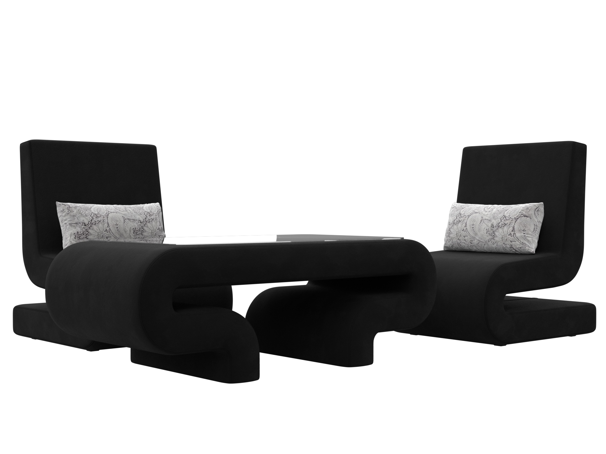 Набор Волна-3 (стол, 2 кресла) (черный;серый)