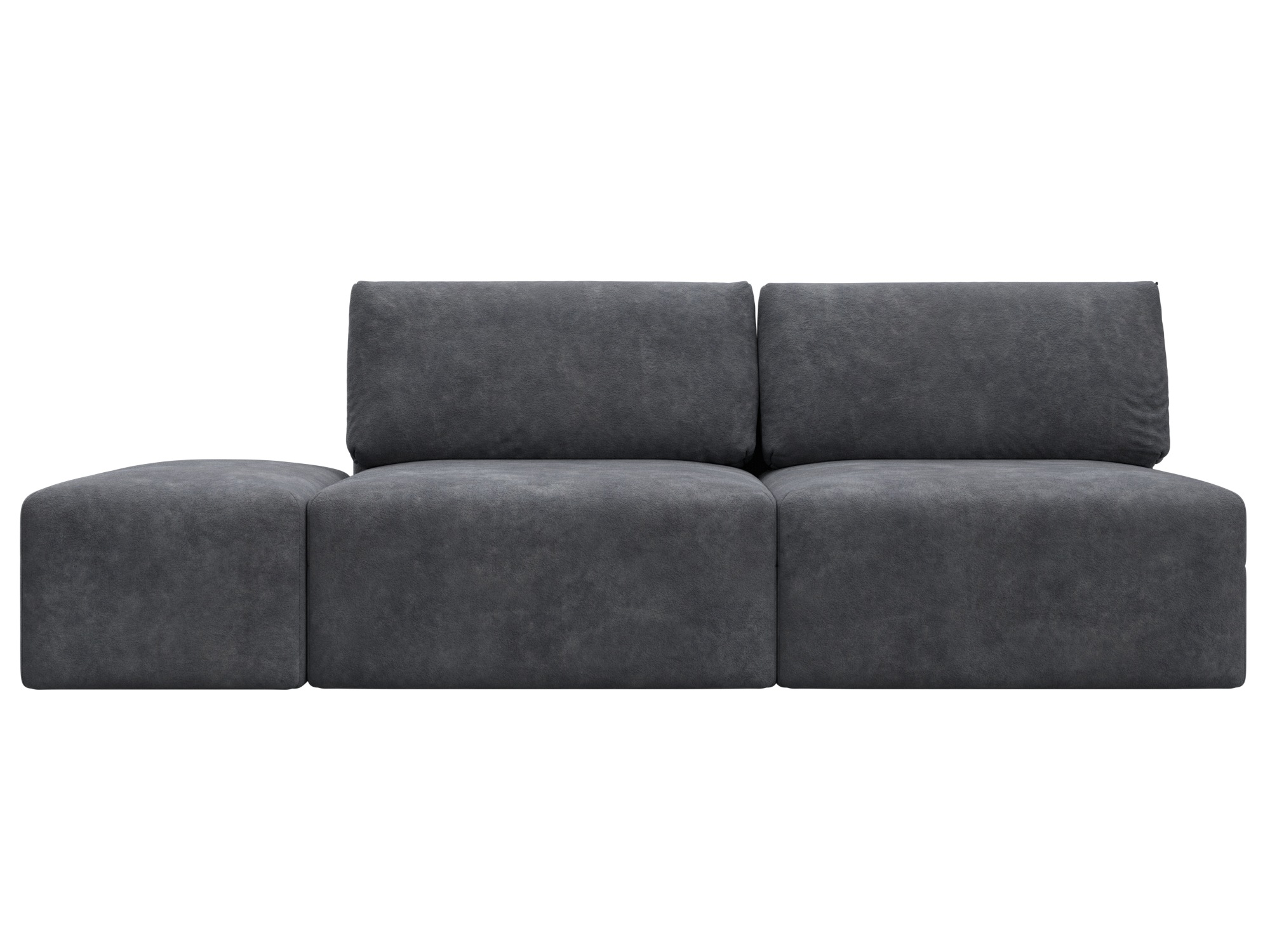 Диван прямой модульный с пуфом Лига-060 НПБ (brut 16 темно-серый)