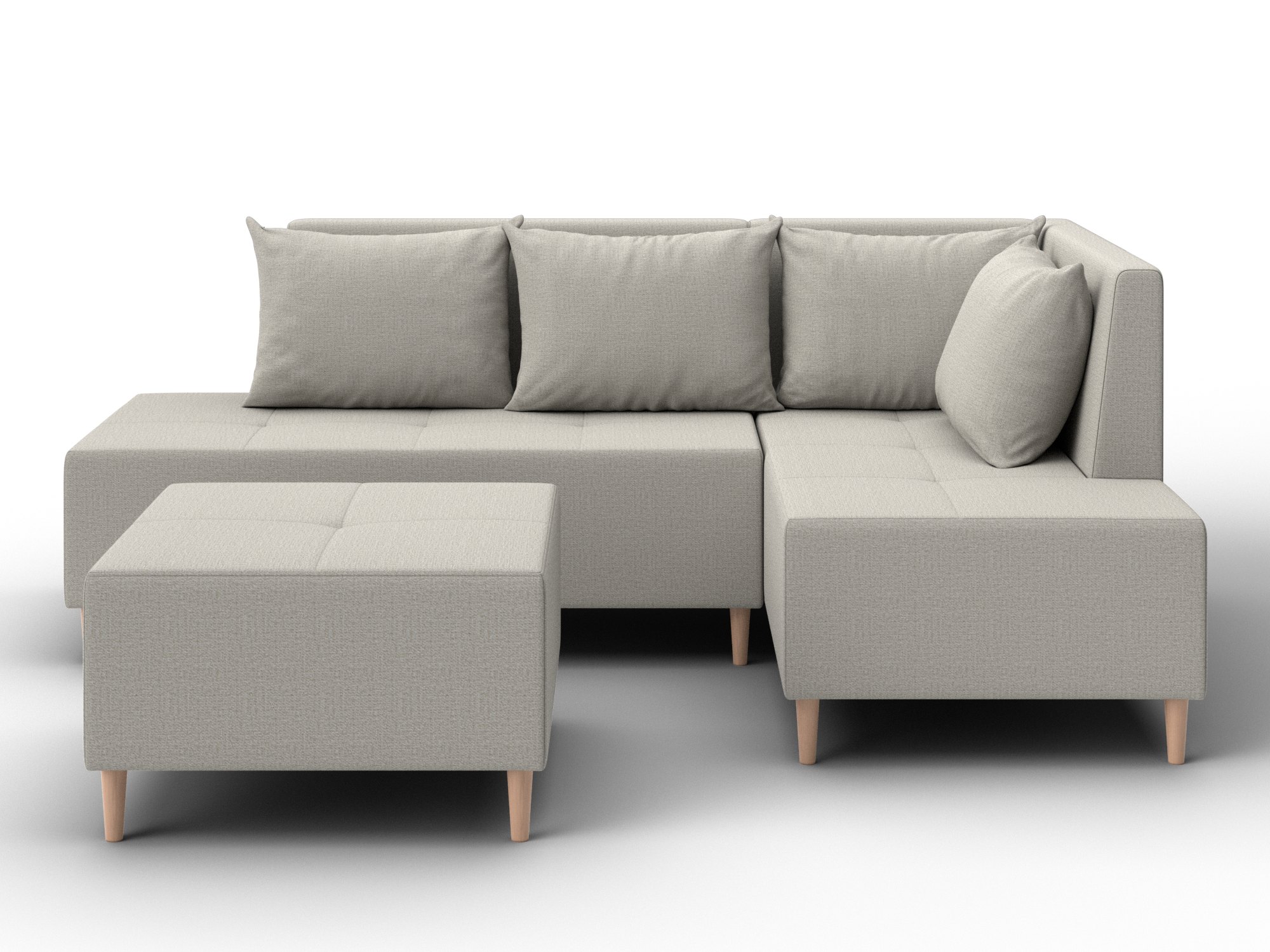 Диван угловой модульный с пуфом Лига-126 угол правый (амур 02 бежевый)