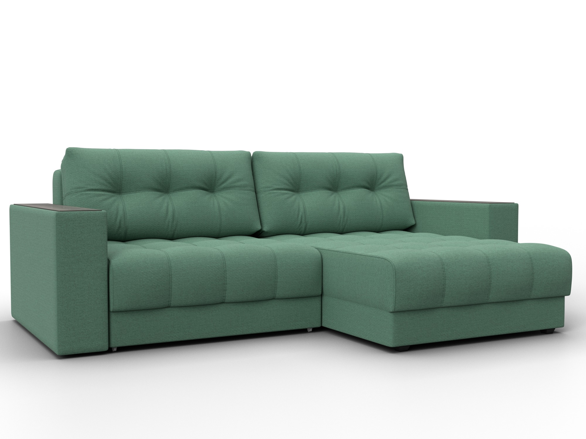 Диван угловой с декором Лига-049 НПБ (амур 11 зеленый)