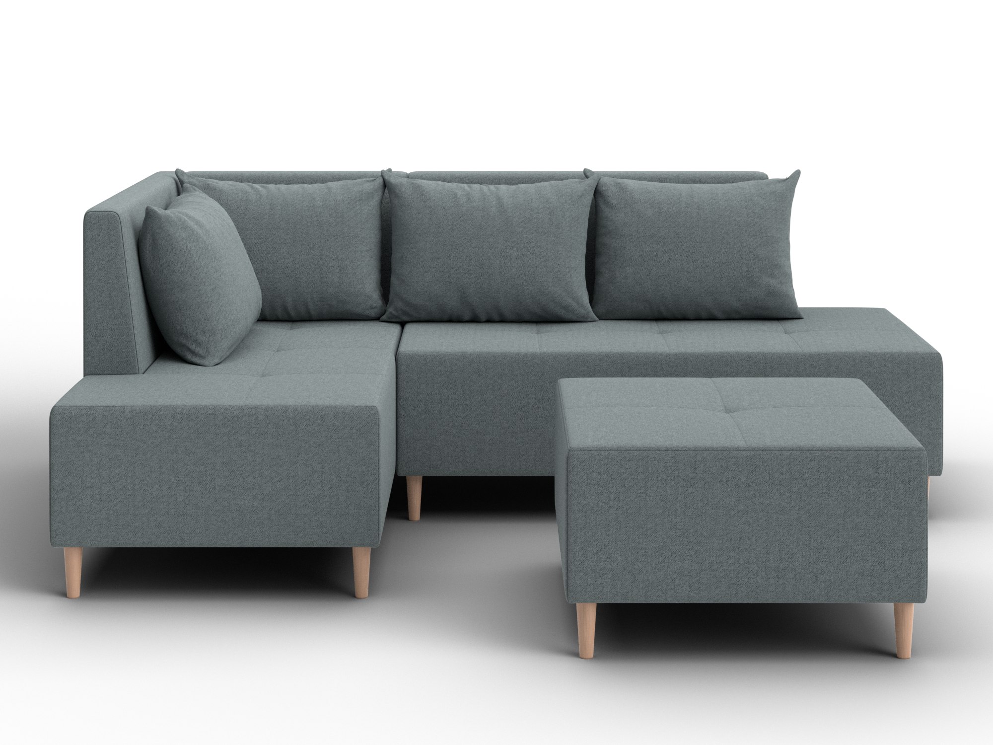 Диван угловой модульный с пуфом Лига-126 угол левый (амур 07 серый)